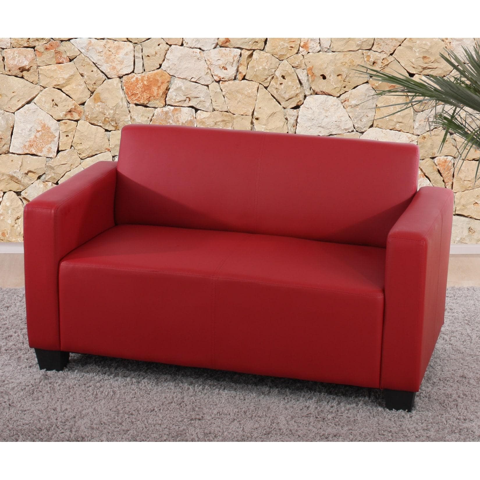 Modular 2er Sofa Couch Moncalieri Loungesofa Kunstleder Rot