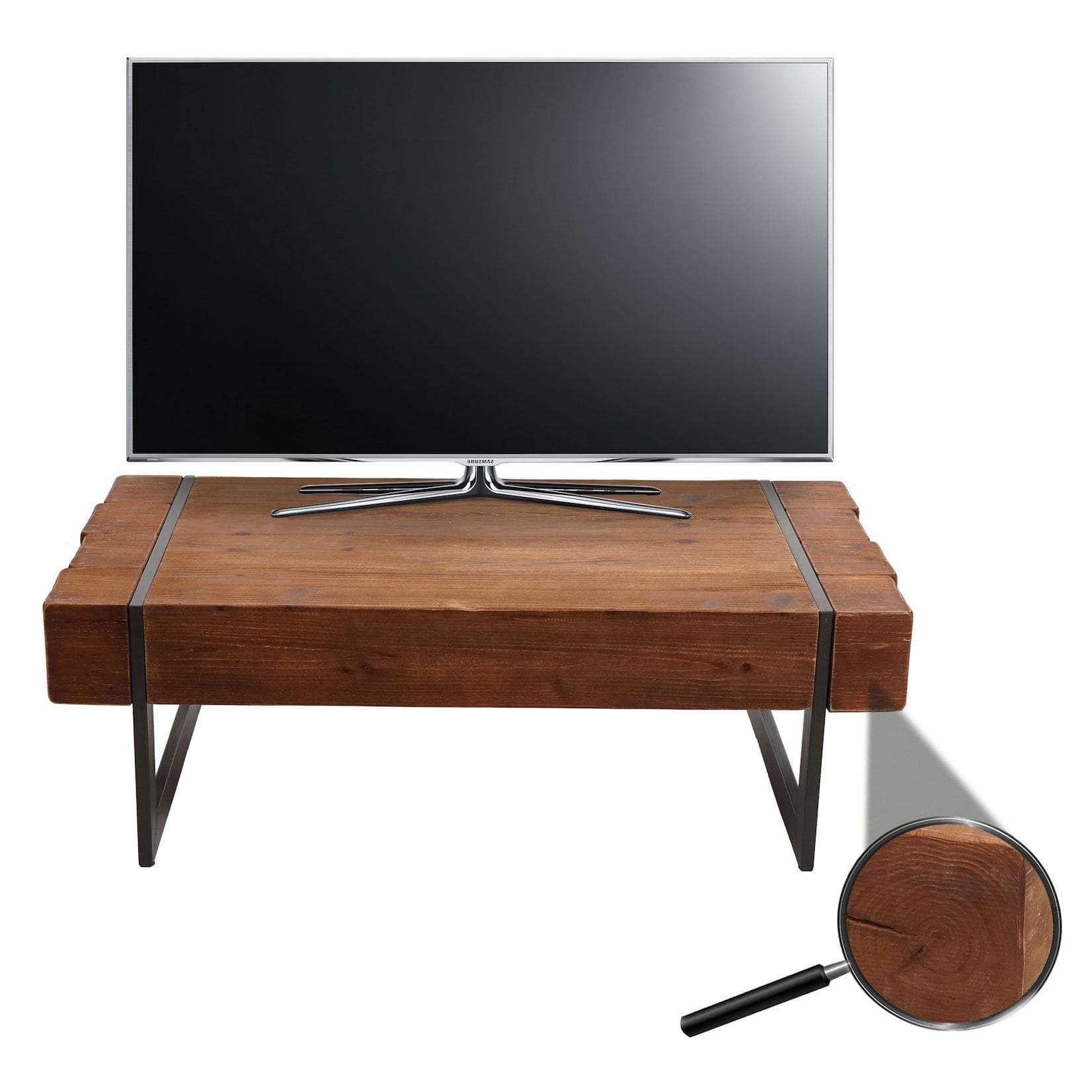 TV-Rack MCW-A15, Fernsehtisch Lowboard TV-Tisch, Tanne Holz rustikal massiv MVG-zertifiziert