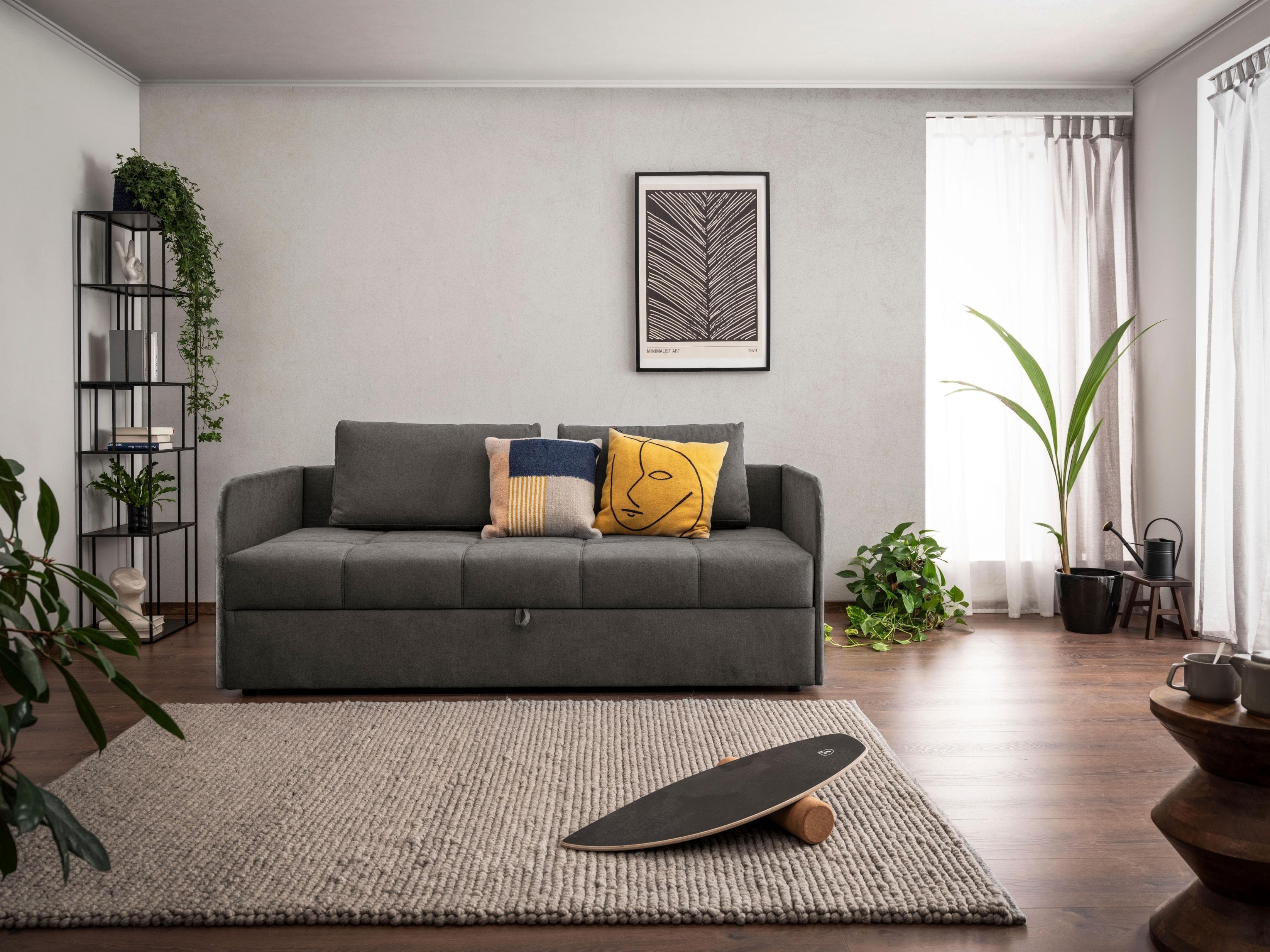 alina Schlafsofa Marla Grau inkl. Stauraum und 2 Rückenkissen