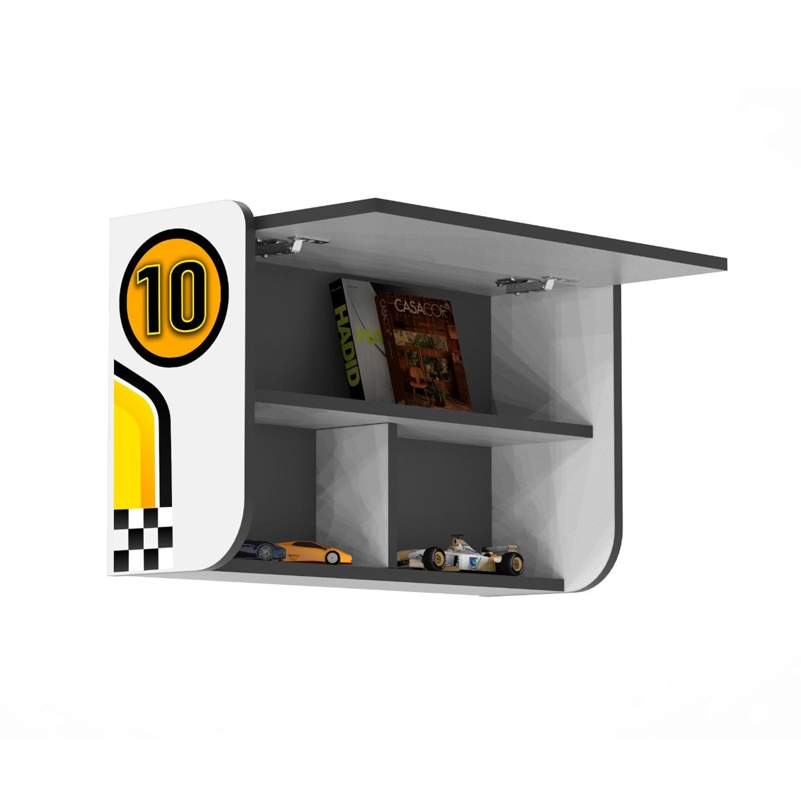 Netto-Online Bücherregal mit Klappe Wandregal für Kinderzimmer Weiß