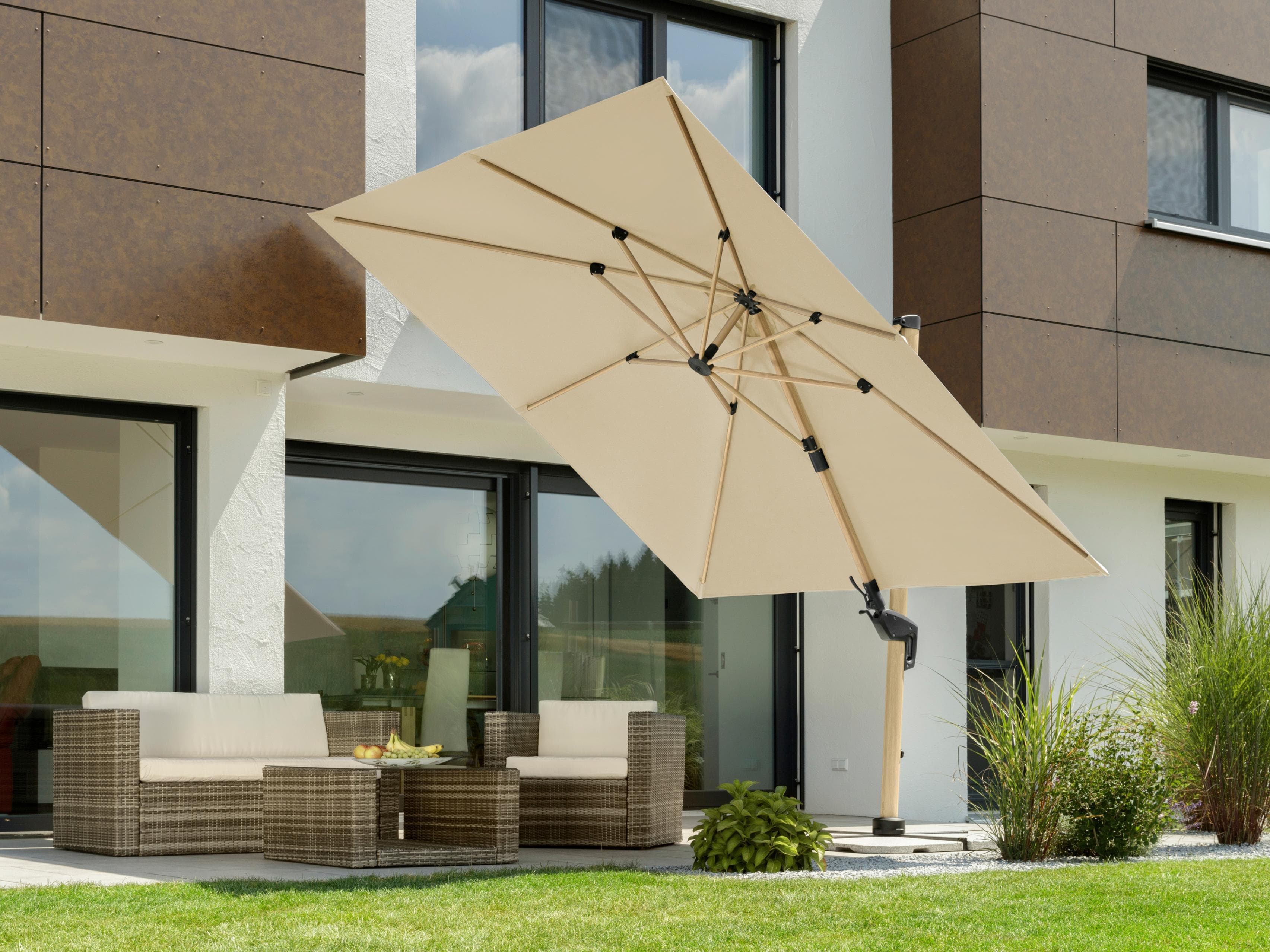 Ampelschirm quadratisch, beige, 300x300cm