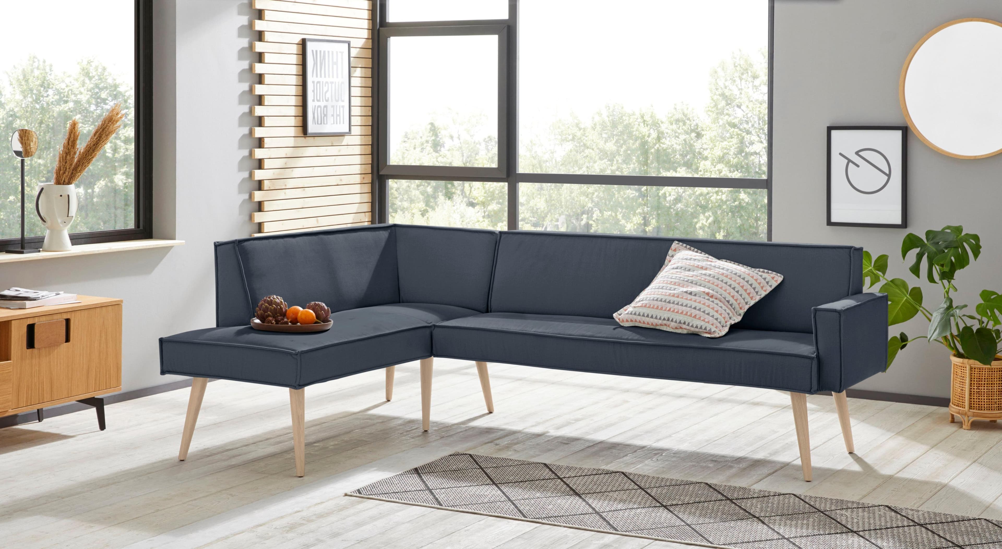 exxpo - sofa fashion Eckbank Lungo Grau, FSC®-zertifiziertes Massivholz