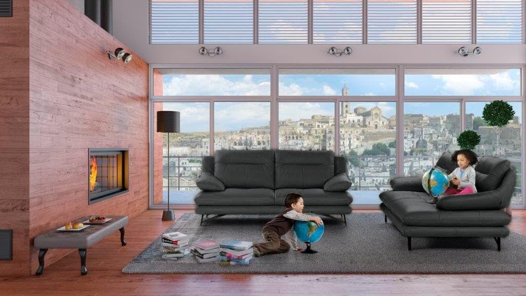 Calia Italia Cezanne Leder-Sofa in Schwarz - Italienisches Design