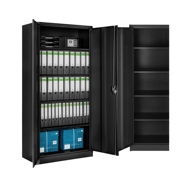 TECTAKE Aktenschrank Büroschrank mit 5 Böden - Abschließbar & Pulverbeschichtet