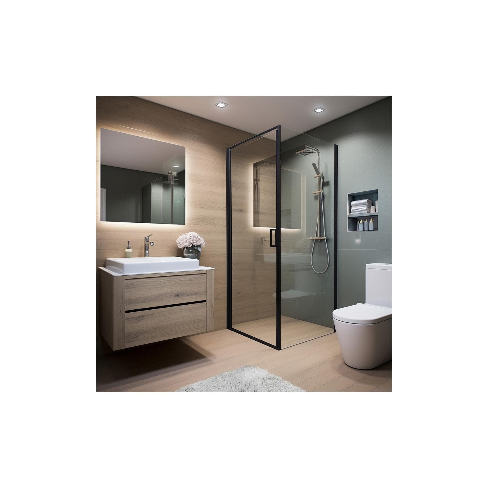 Home Deluxe Duschkabine LIVIA 100 x 195 cm Schwarz Matt