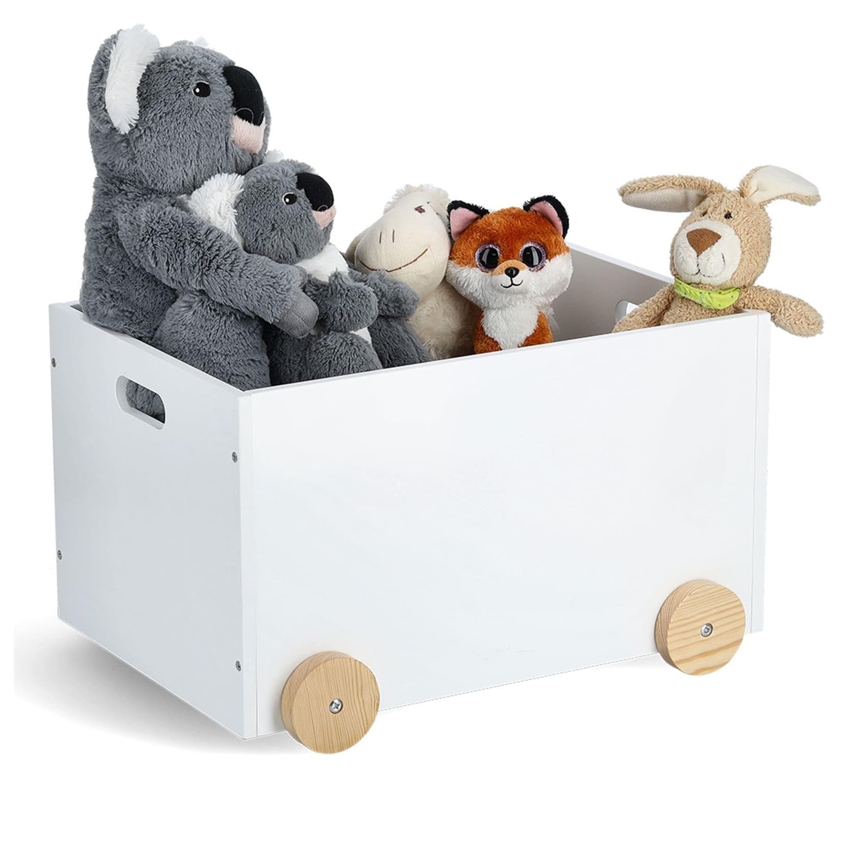 HTI-Living Holz Spielzeugtruhe Weiß mit Rollen – Kinderzimmer Aufbewahrungsbox
