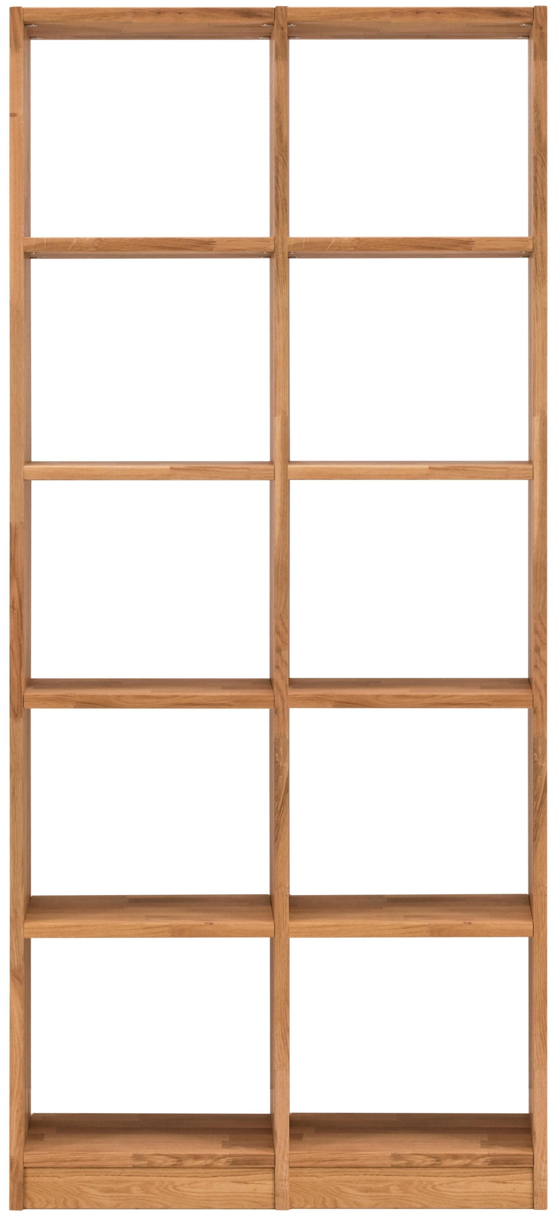 Regal aus Wildeichenholz mit 10 Fächern