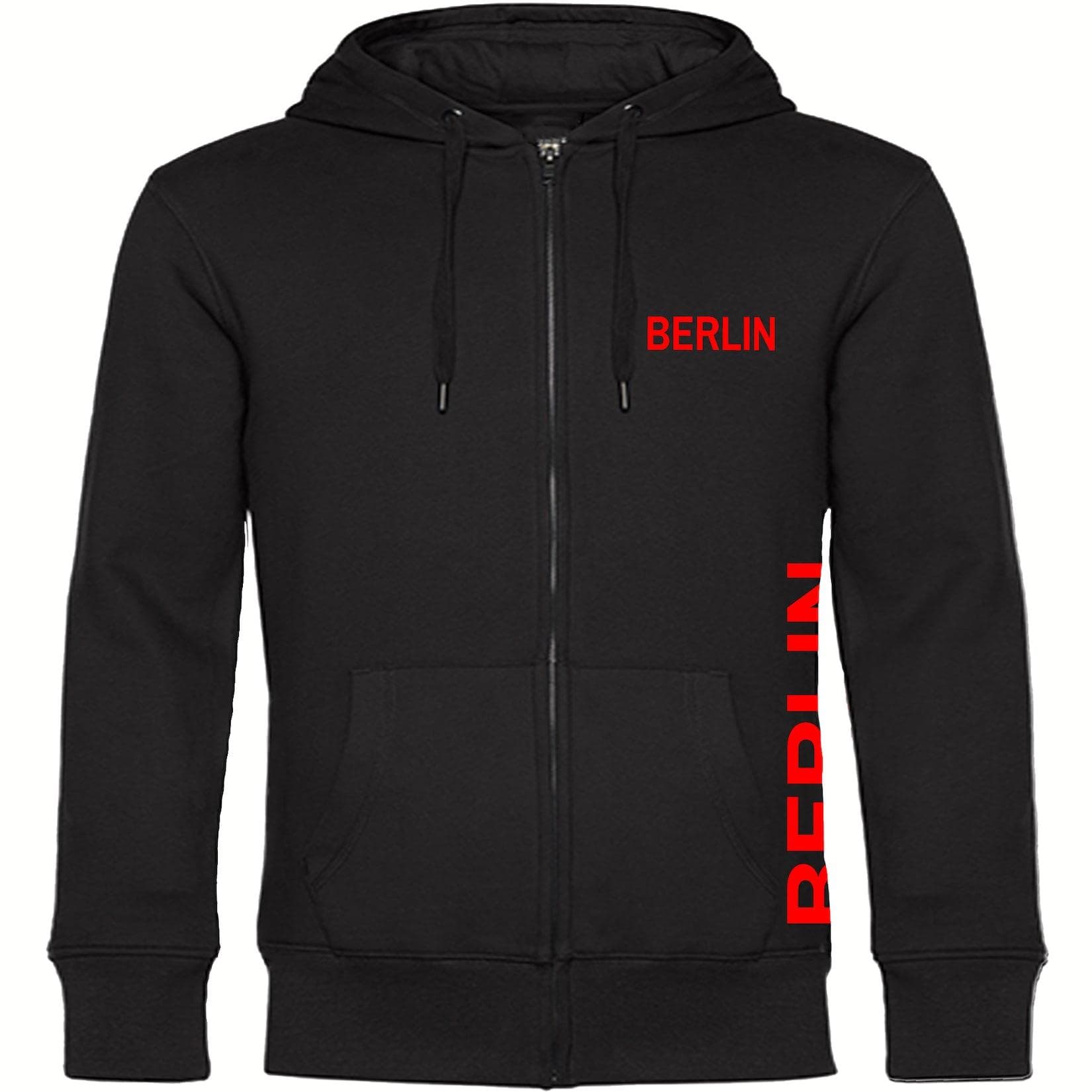 multifanshop Kapuzen Sweatshirt Jacke Berlin Rot Brust & Seite Druck
