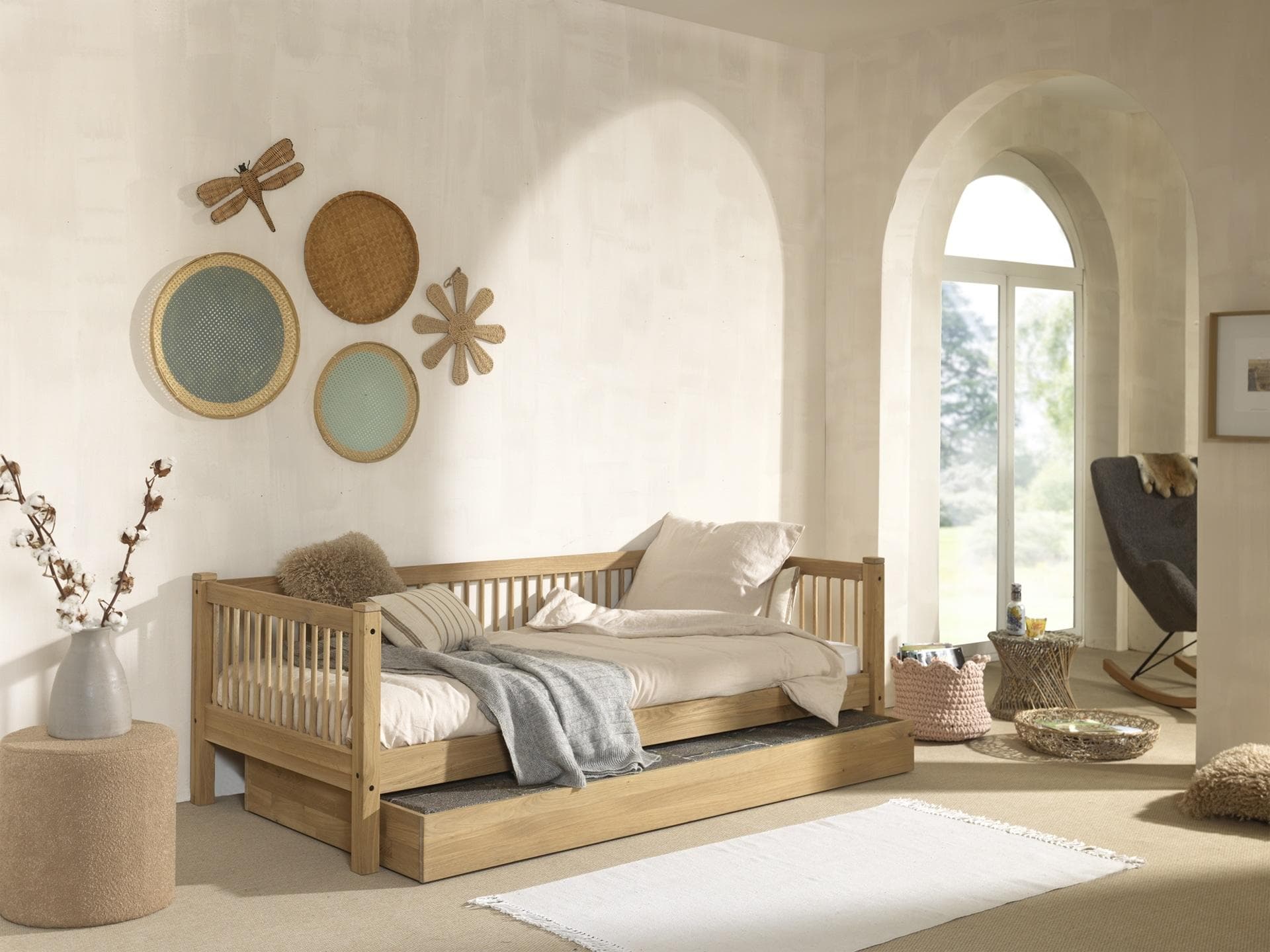 Home Affaire Bettschubkasten Forrest: Eiche Geölt mit Rollenführung