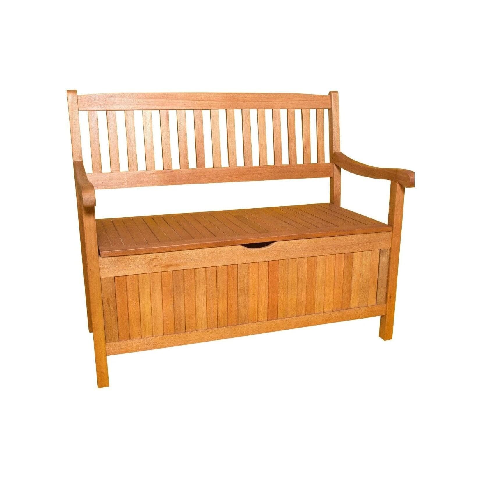 Truhenbank "Greena" aus Eukalyptusholz mit integriertem Stauraum