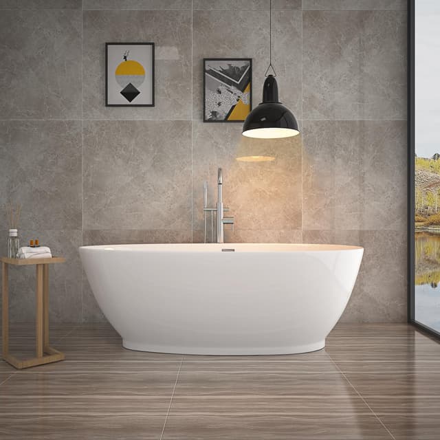 HOME DELUXE Freistehende Badewanne DELIA gehärtetem aryl