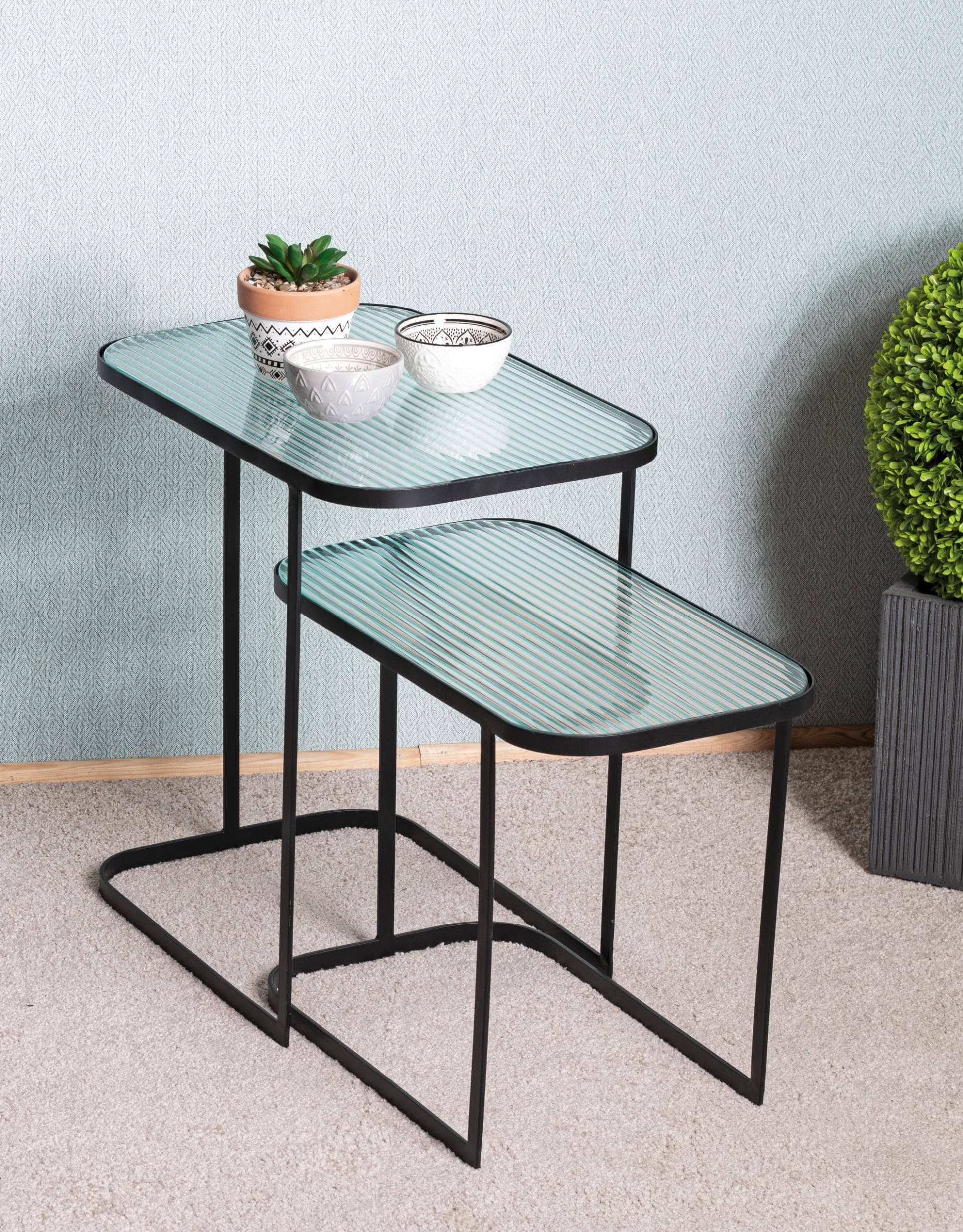 Satztisch HAKU Schwarz Sicherheitsglas Metall