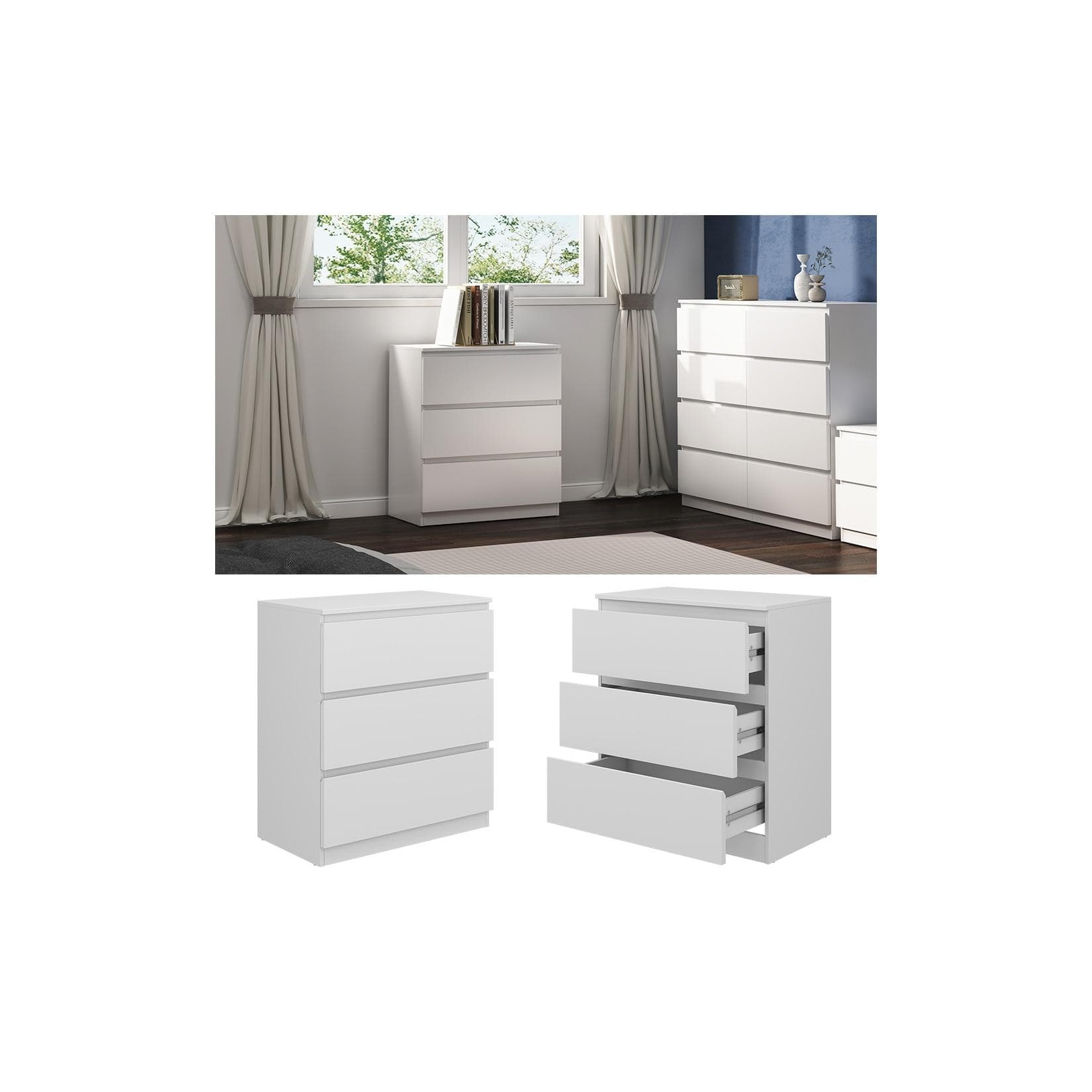 Vicco Calisto Kommode Weiß - Eleganter Sideboard & Kommodenschrank