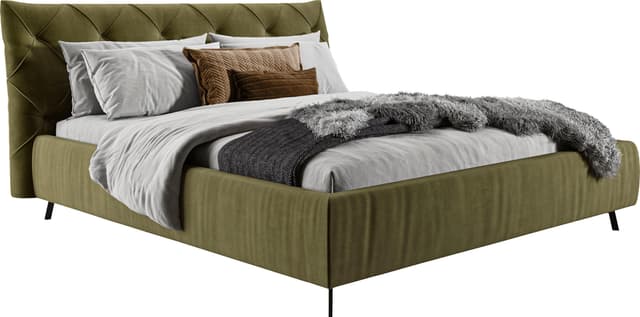 Luxuriöses Polsterbett mit Samt- oder Strukturbezug