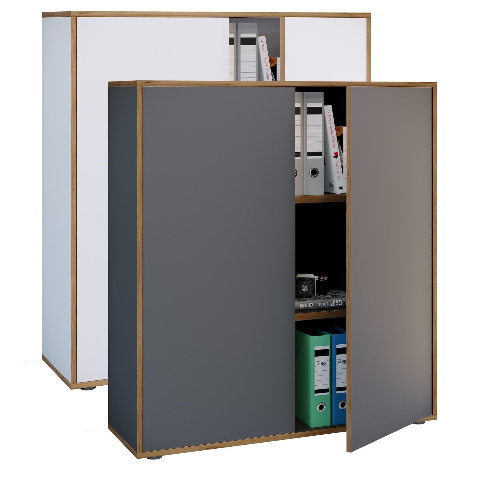 VCM Salia Aktenschrank Büroschrank Sideboard in Holz mit Drehtüren