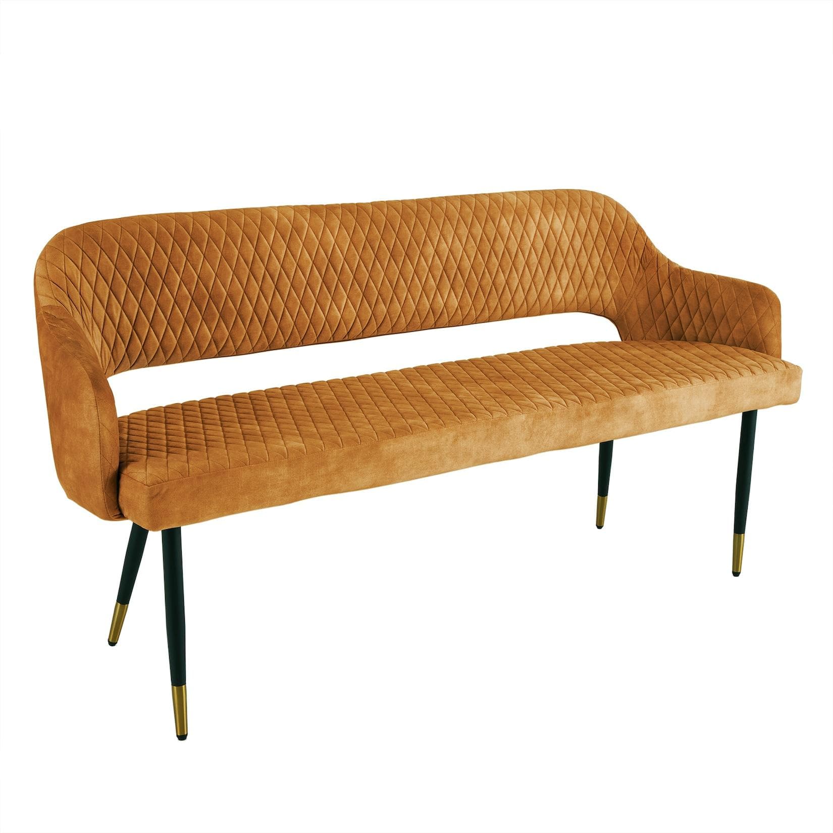 Samtsitzbank PARIS senfgelb/schwarz - Retrodesign mit Rückenlehne