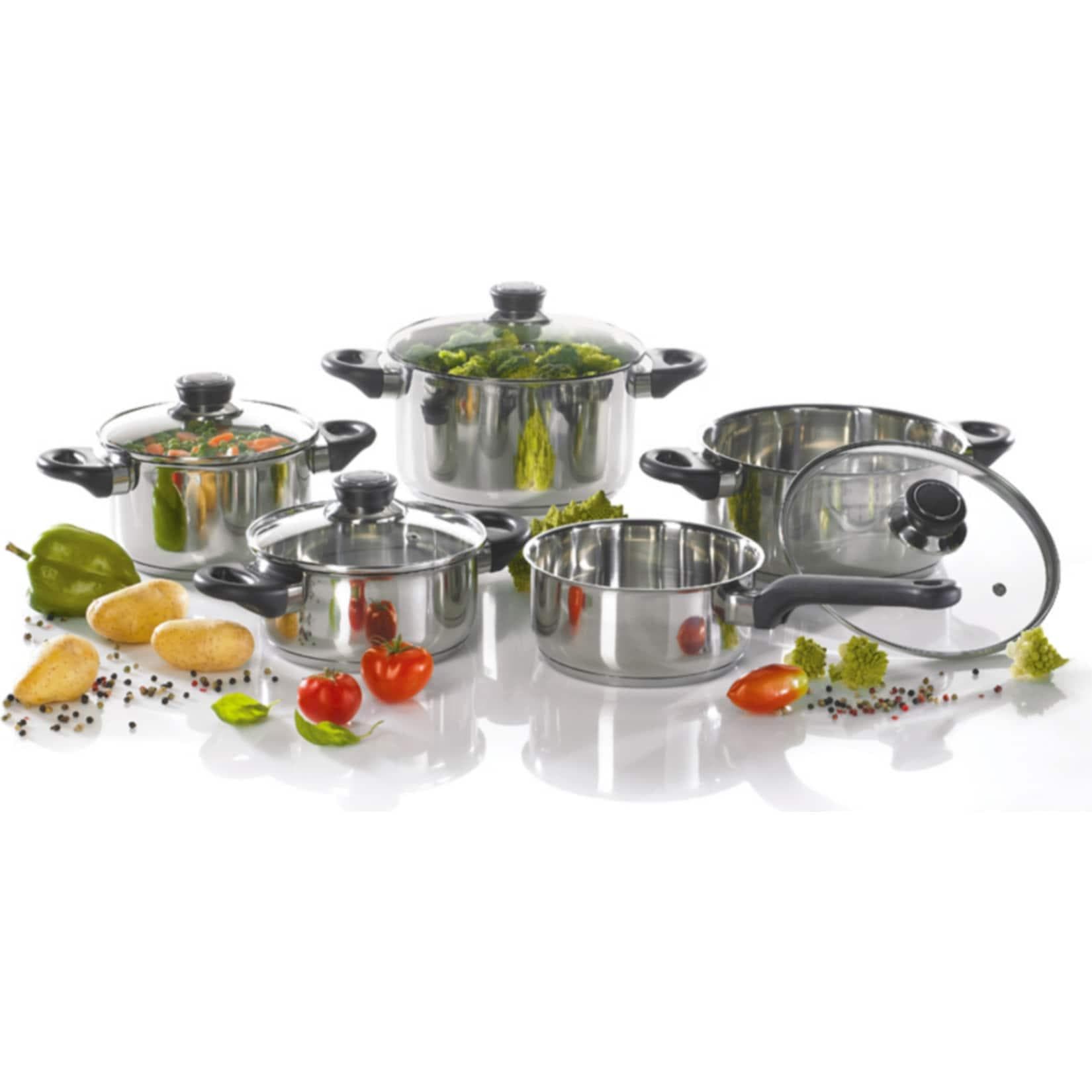 SONSTIGE Set Apollo 5-tlg. Edelstahl Kochgeschirr mit Glasdeckel