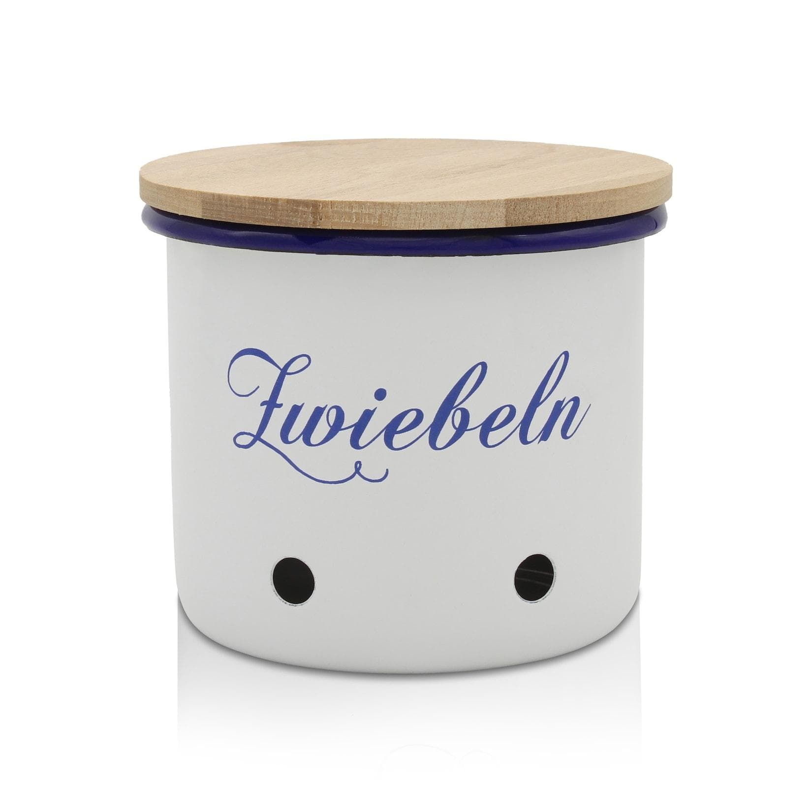 Vorratsdose KRÜGER Emaille Husum 12 cm Blau Holzdeckel