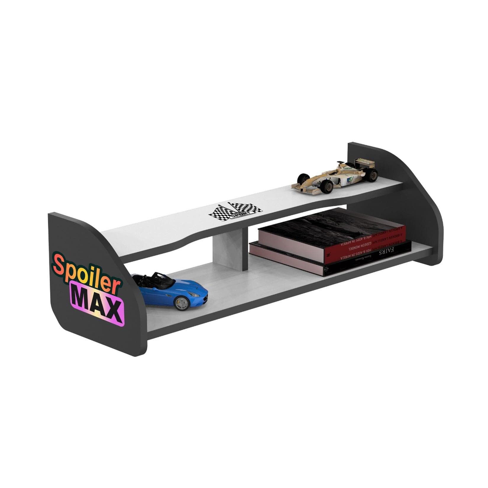 Netto-Online Bücherregal Wandregal für Kinderzimmer Weiß Auto-Spoiler Design