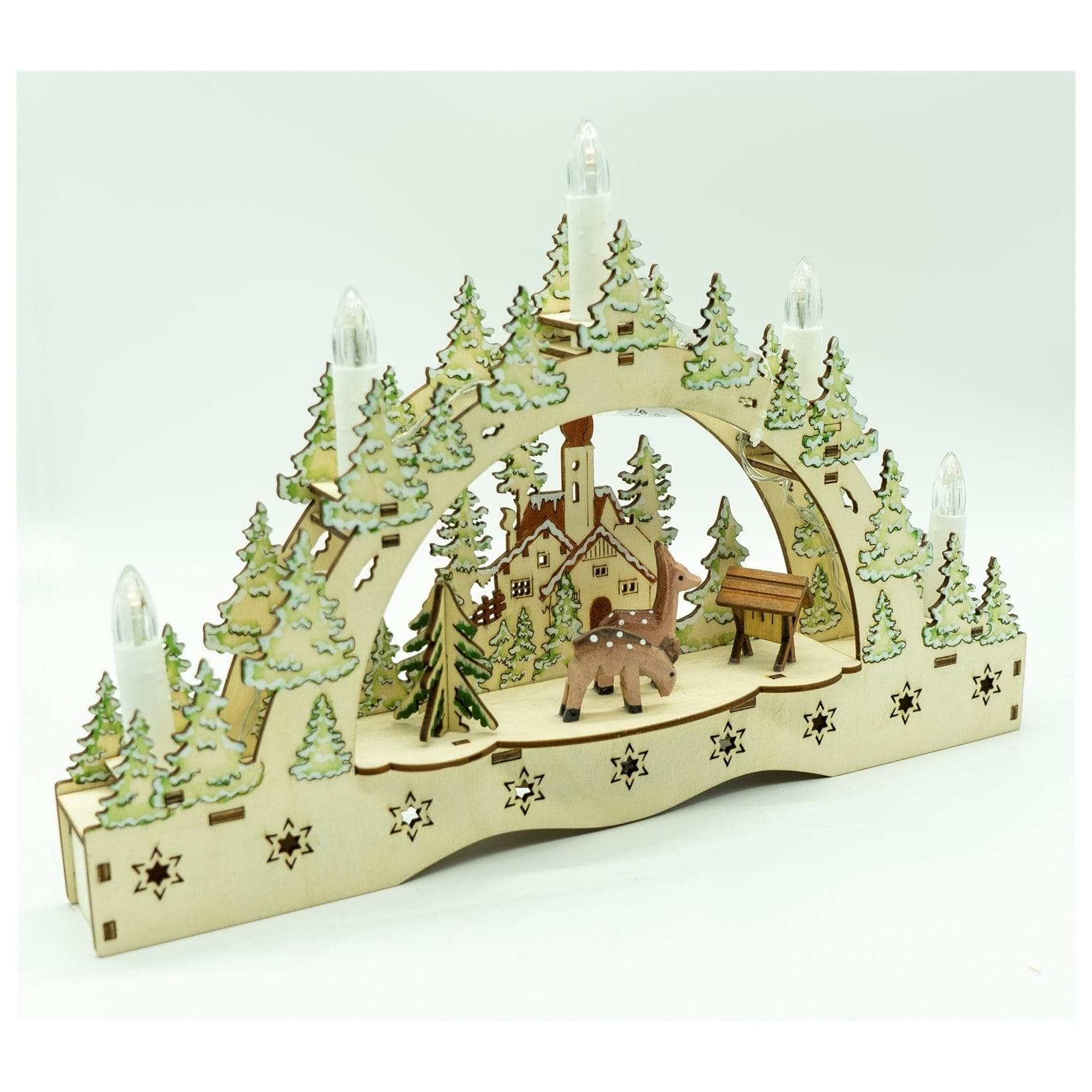 HTI-Living LED Schwibbogen Futterkrippe Winter Design