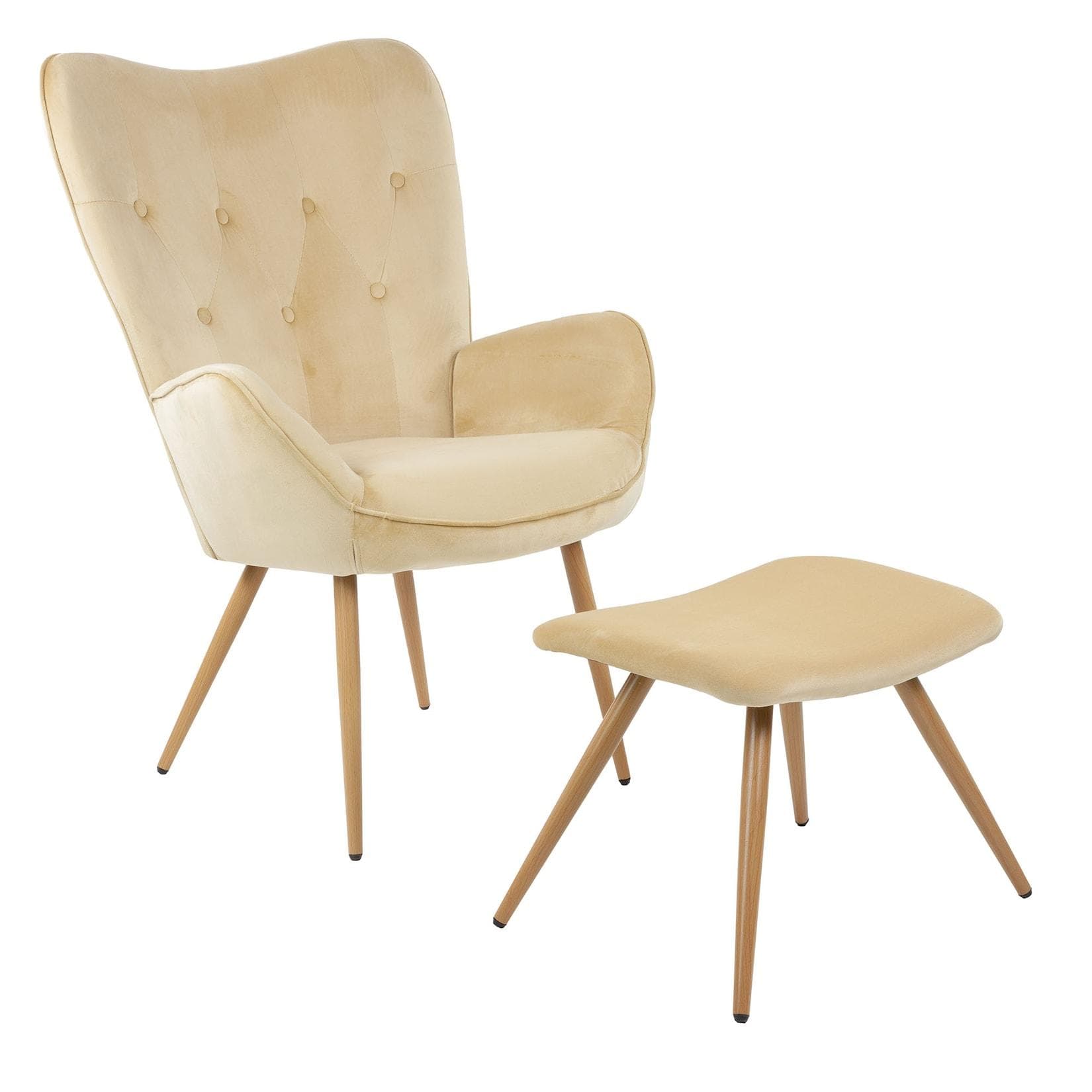 Beige Samt Ohrensessel - Modern & Elegant
