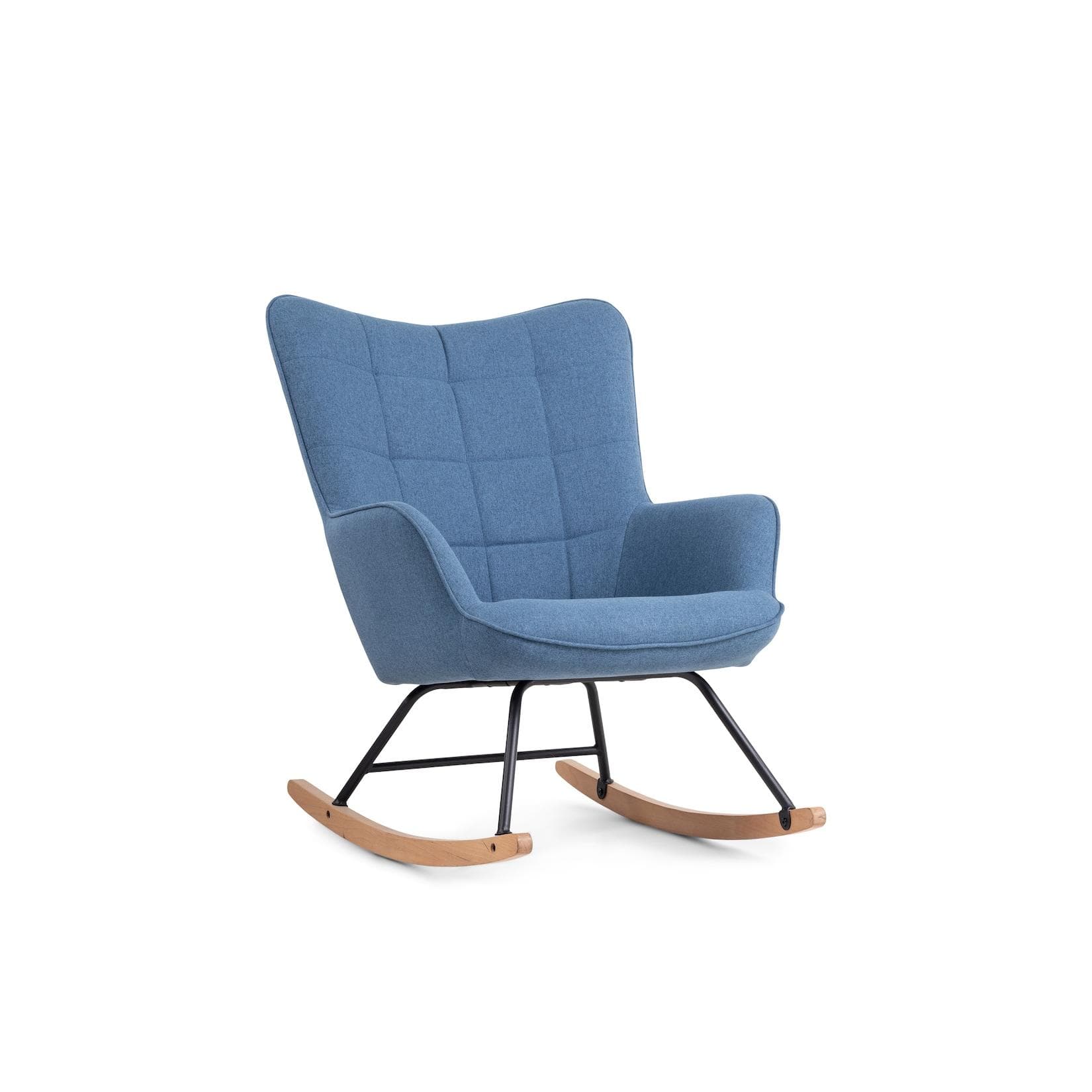 Schaukelstuhl Richie mit modernen Metallbeinen und Holzkufe