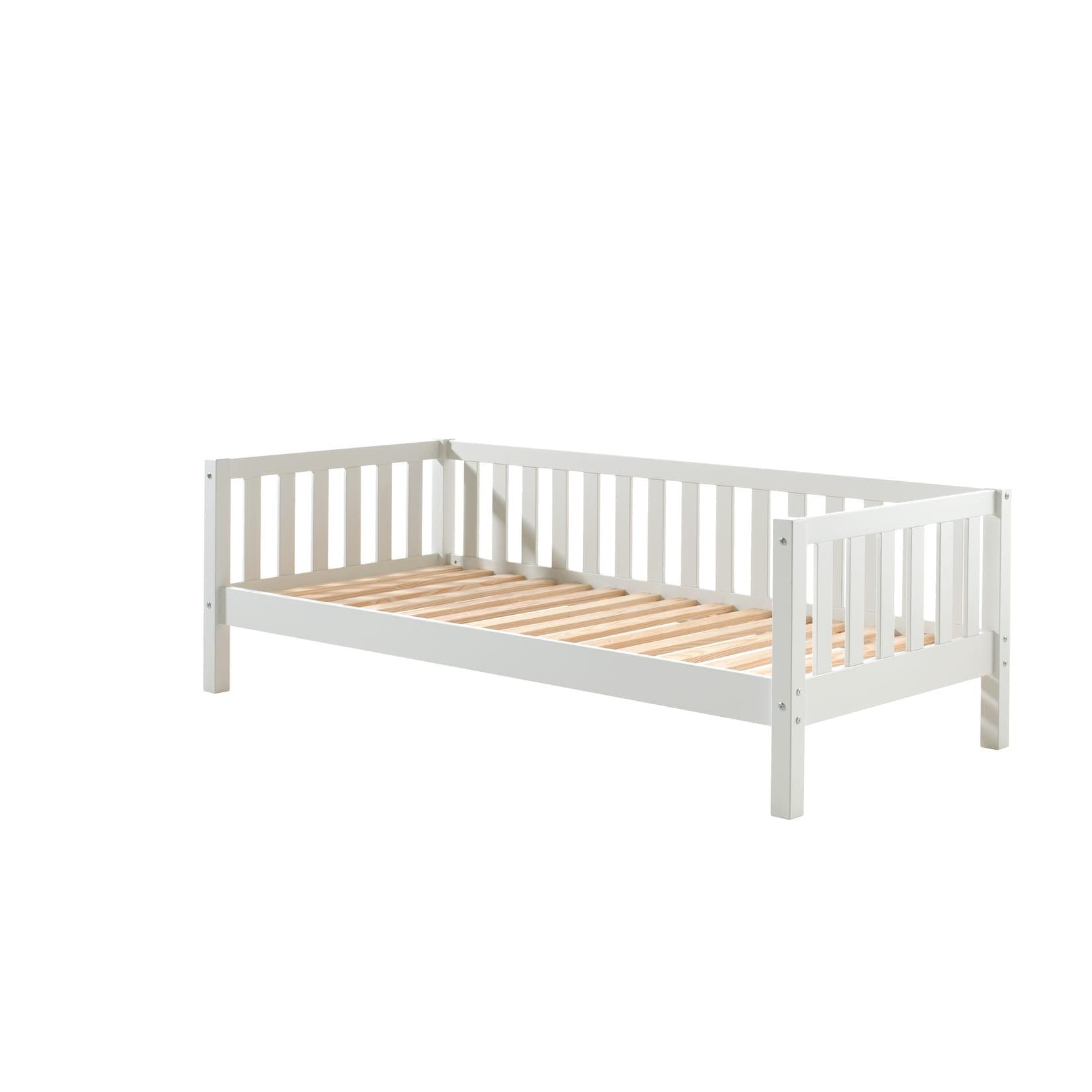 Sprossenbett Einzelbett mit Rollrost - Weiß | Milky Pine