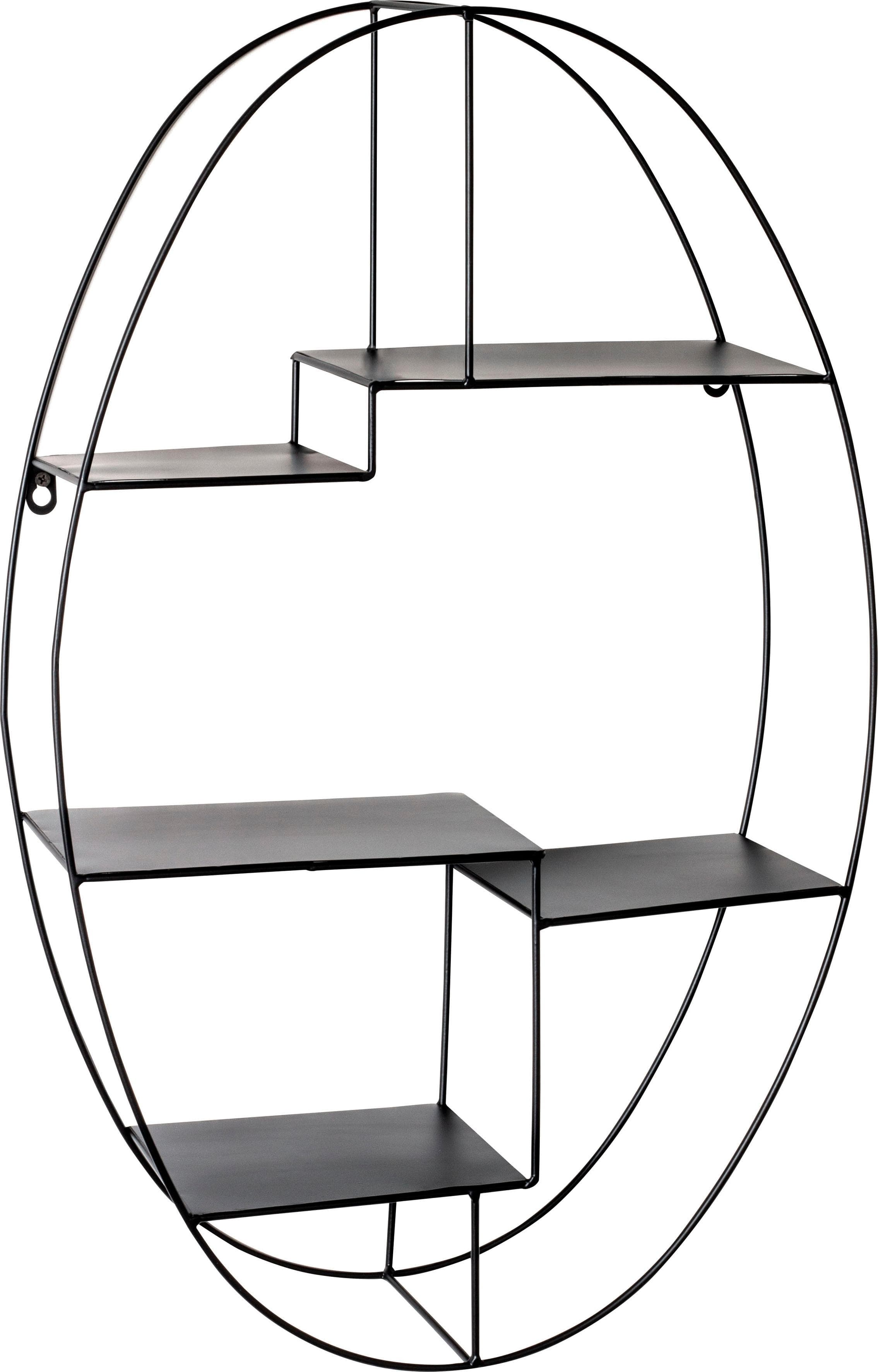 Schwarzes Metall-Wandregal | Modernes Design | H 71 cm