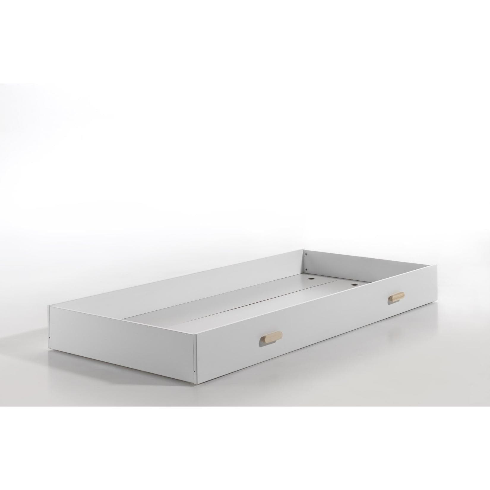 Massivholz Bettschubkasten mit Schublade - Weiß