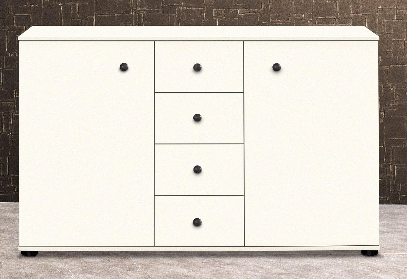 Kombikommode mit 4 Schubladen und 2 Türen in Weiß