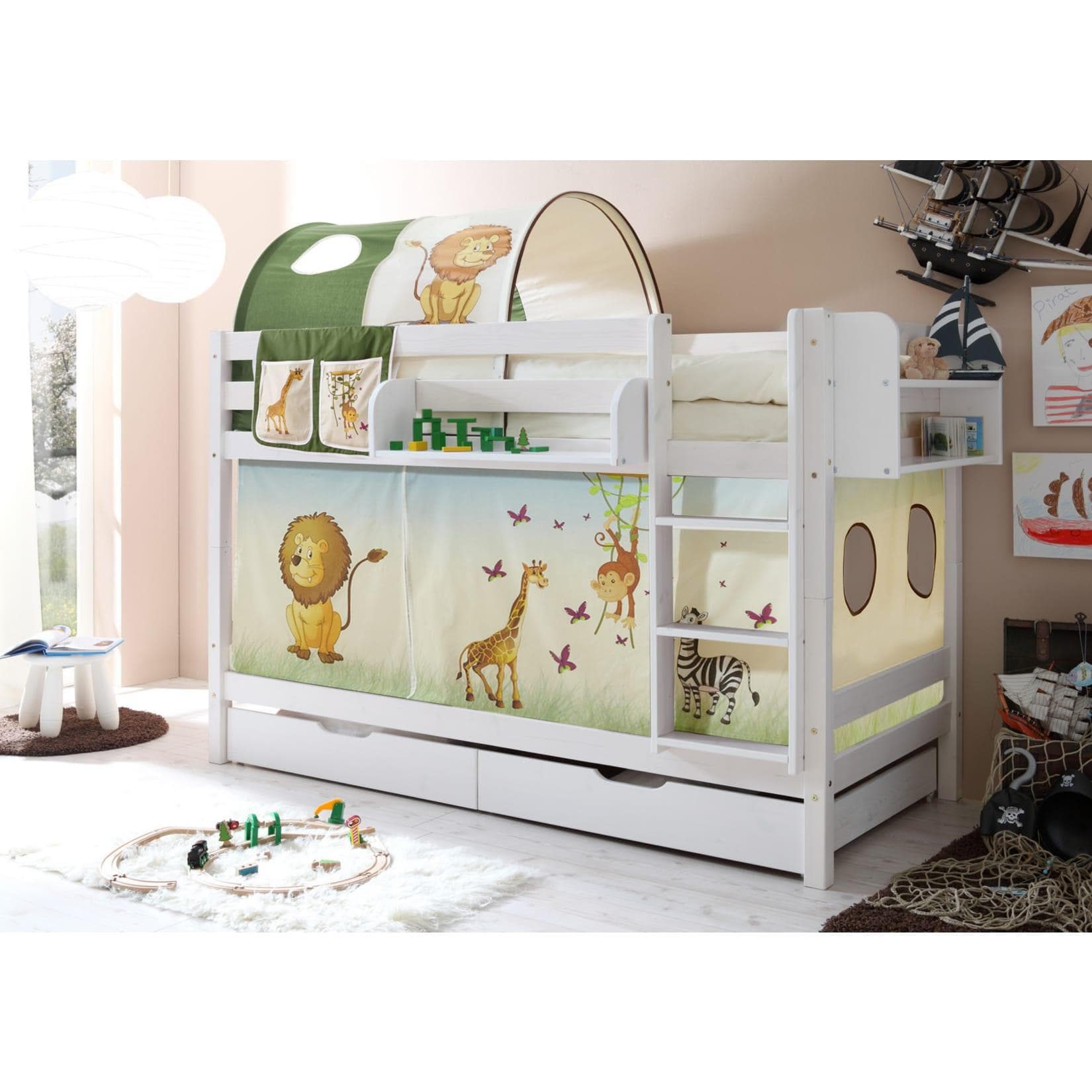 TiCAA Etagenbett Marcel Kiefer Weiß