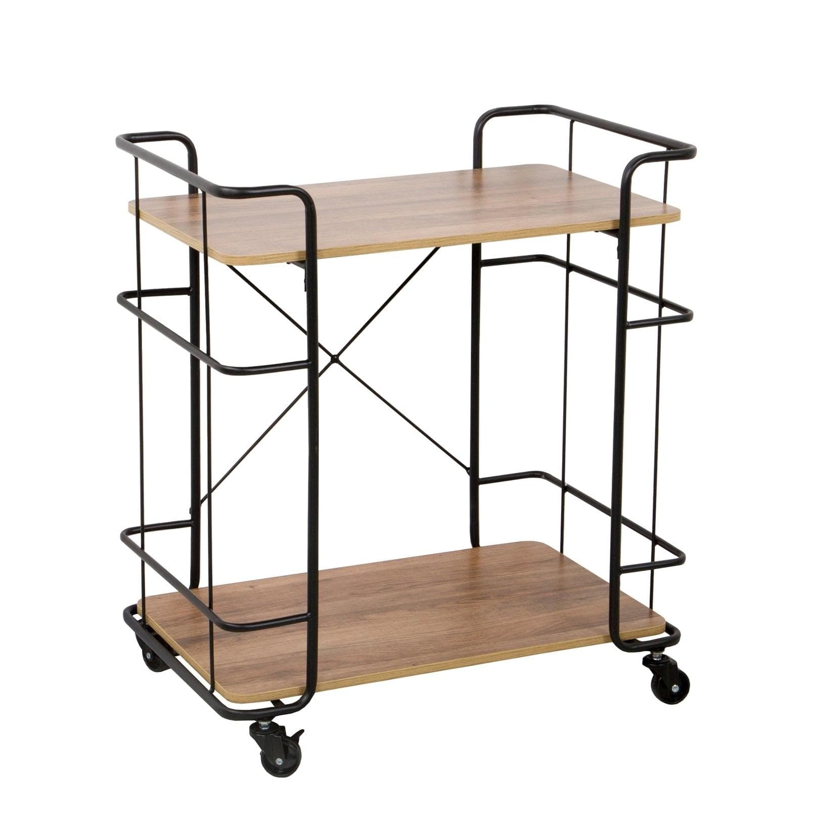 HTI-Living Cora Küchenwagen: Holz-Metall Servierwagen in Natur und Schwarz