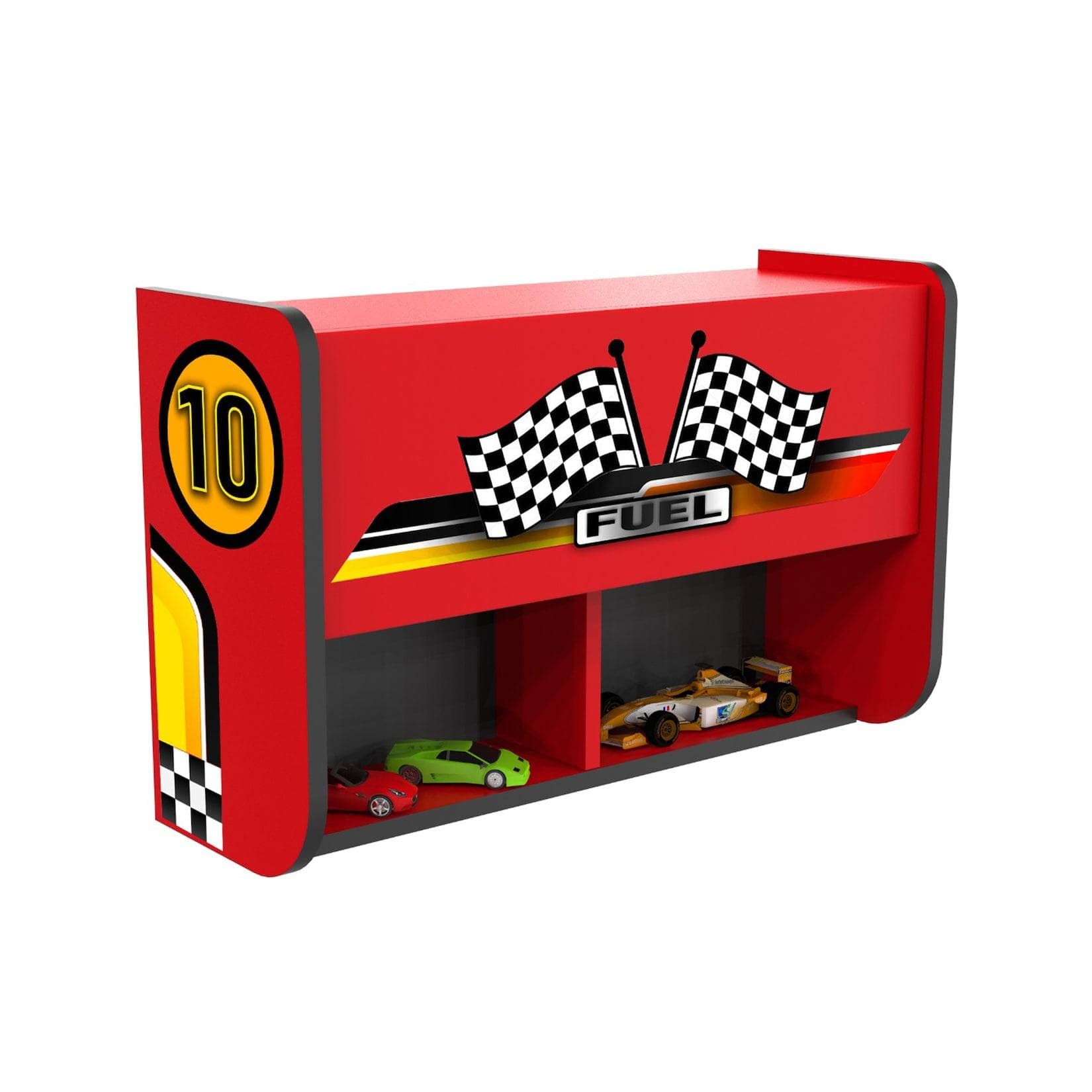 Netto-Online Bücherregal mit Klappe Wandregal für Kinderzimmer Rot