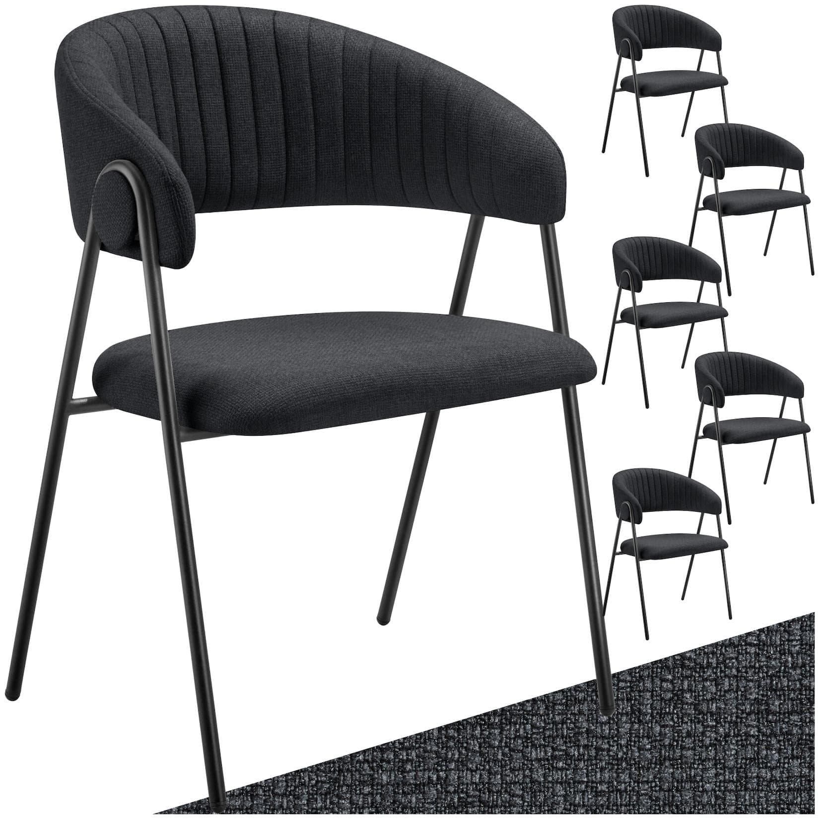 Gepolsterte Armlehnstühle aus Webstoff - 6er Set