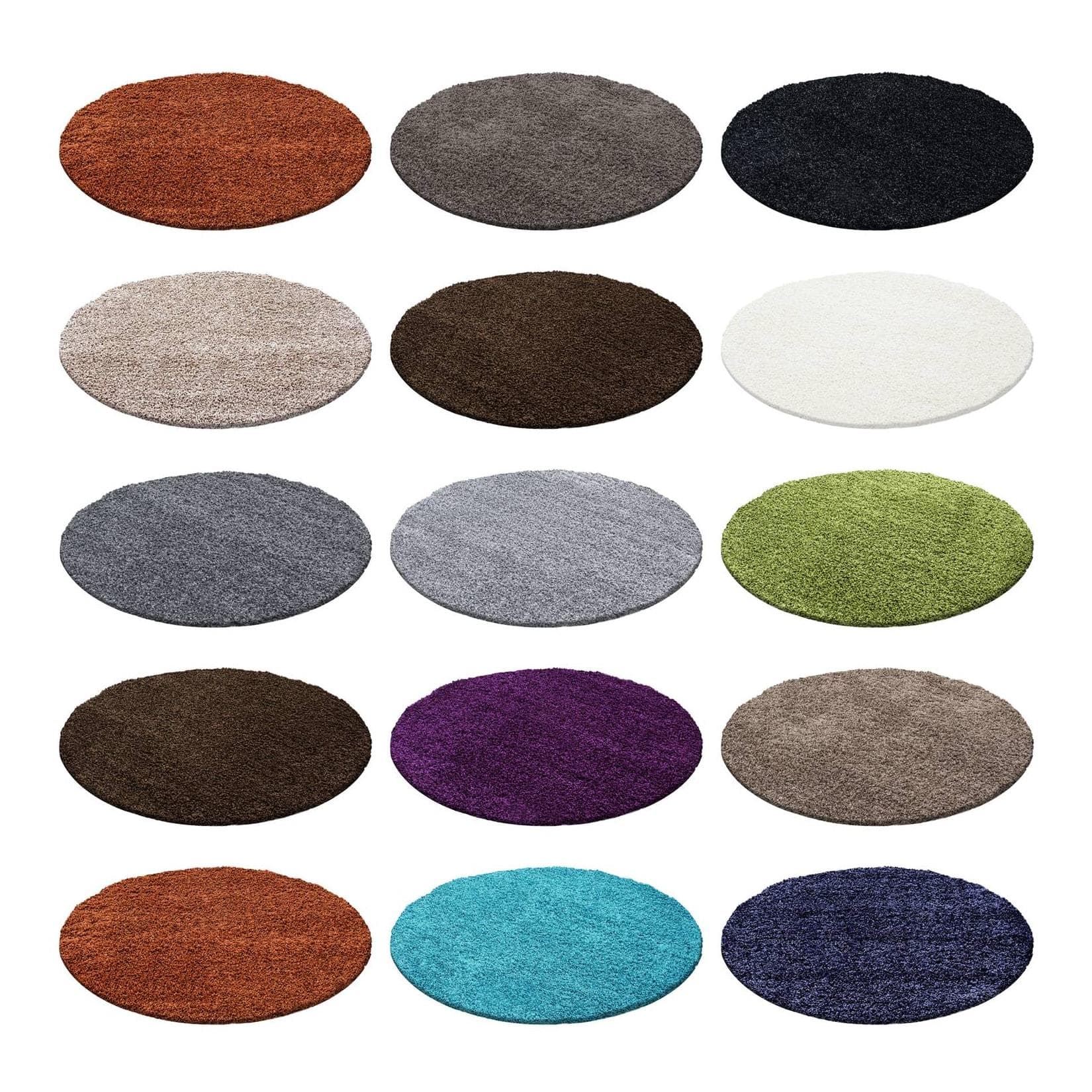 Homtex Hochflor-Teppich Rund Beige – Weicher Polypropylen Teppich für Wohnzimmer