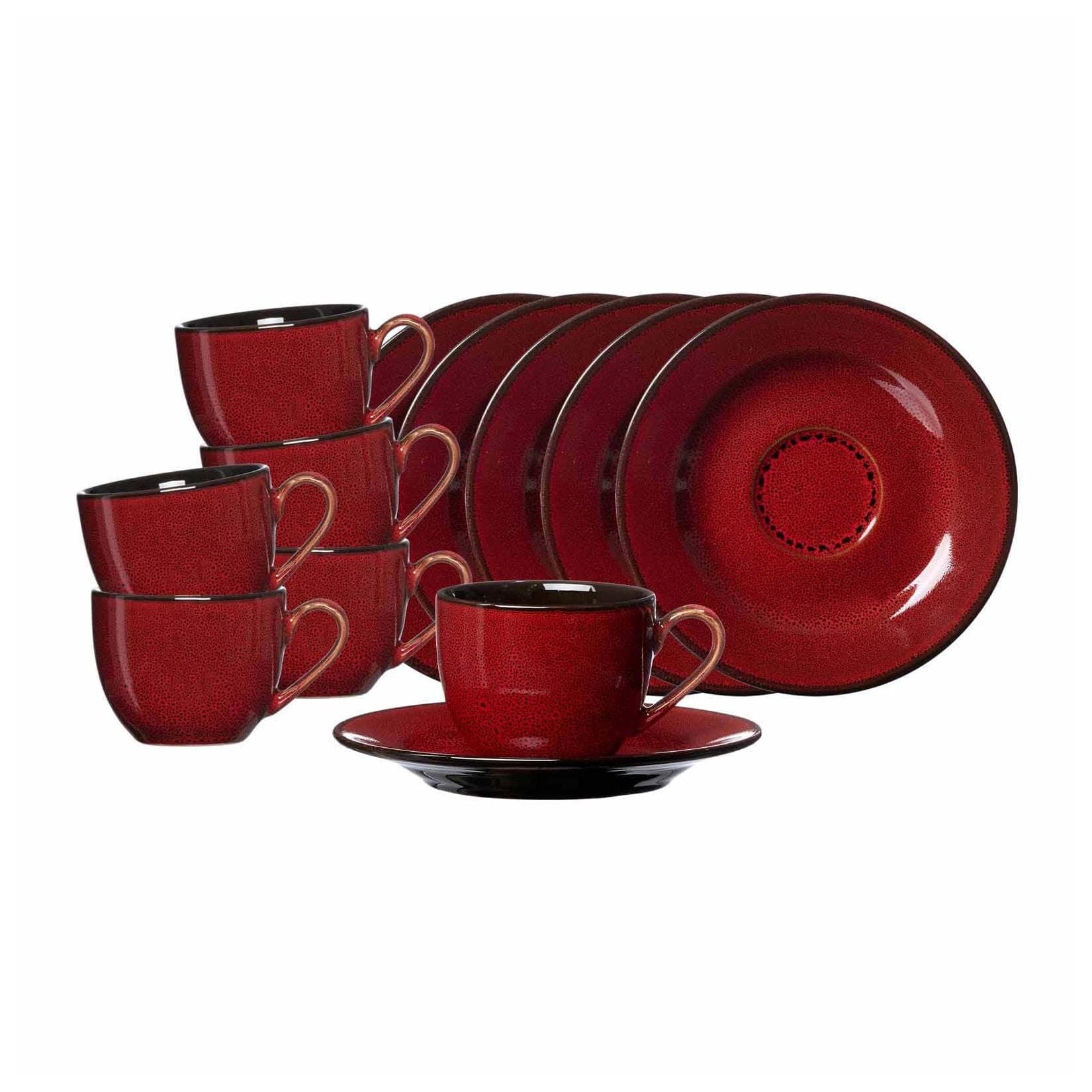 Ritzenhoff & Breker Espressotassen mit Untertassen Gambia 90 ml 6er Set Rot