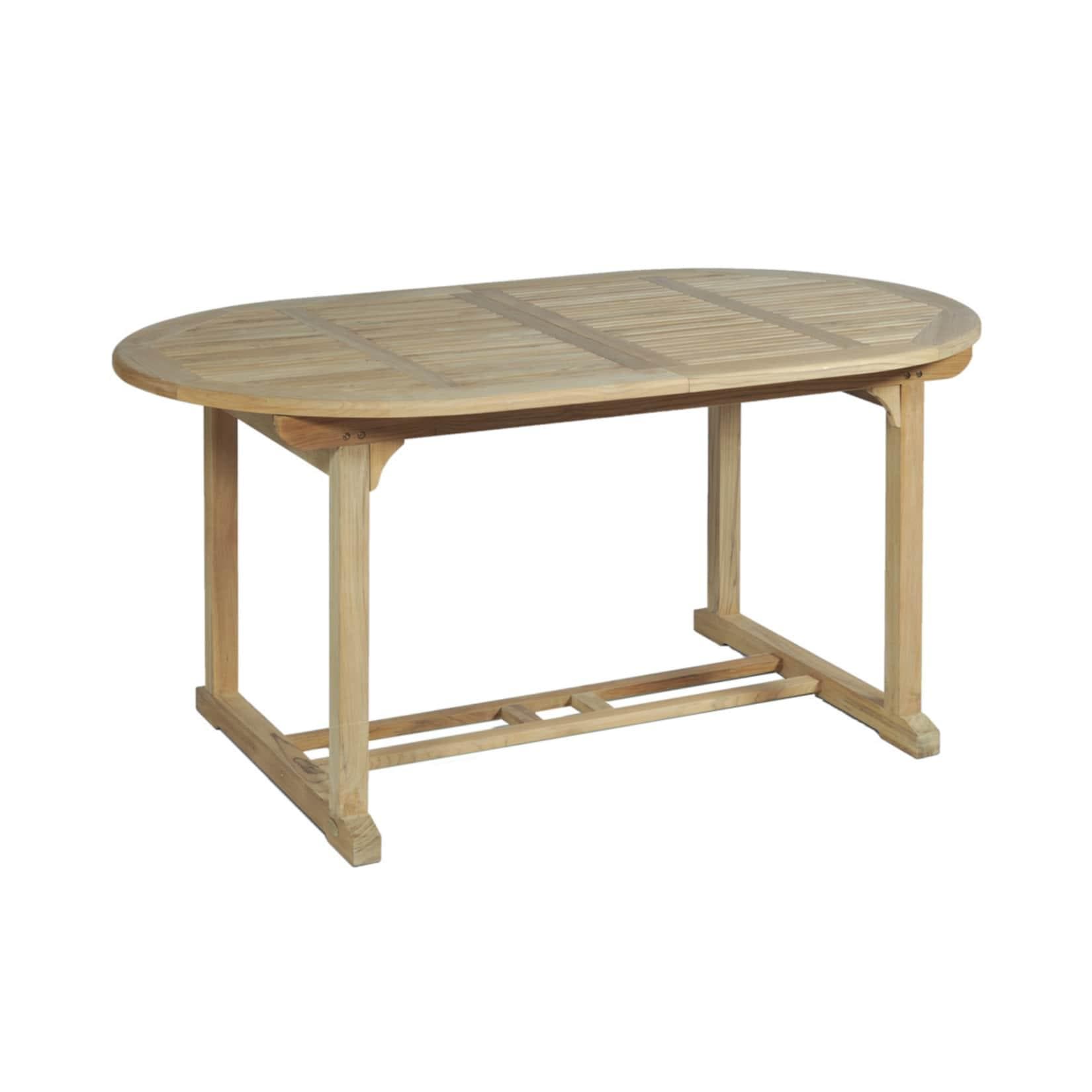 Ausziehbare Oval Tisch Solo aus unbehandeltem Teak B-Grade