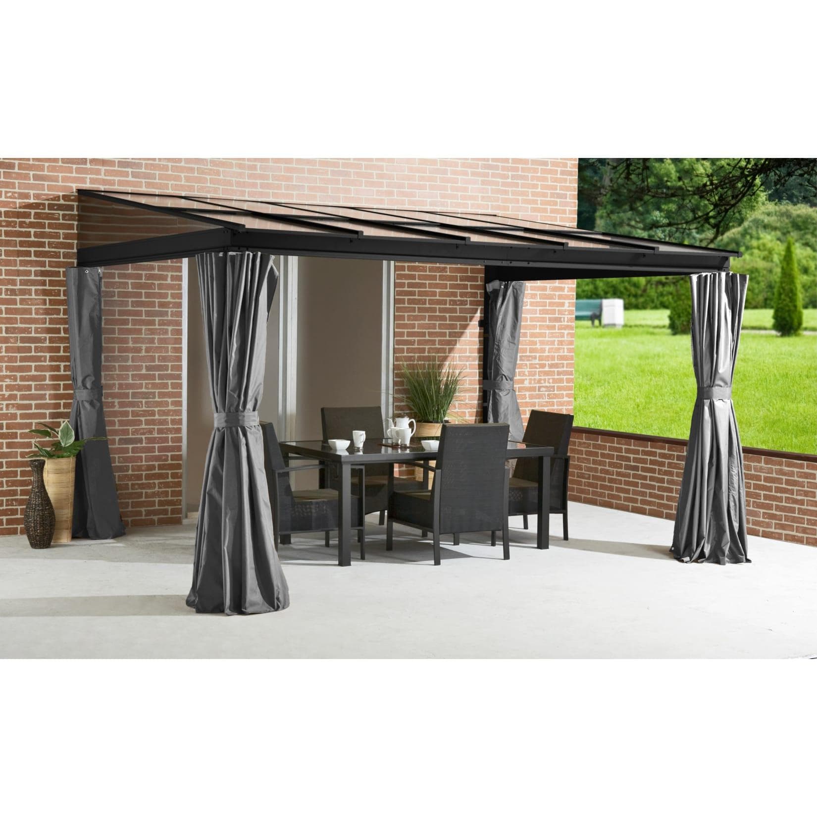 Sojag Anbaupavillon St. Barthelemy Anthrazit Schneelast 125kg/m²