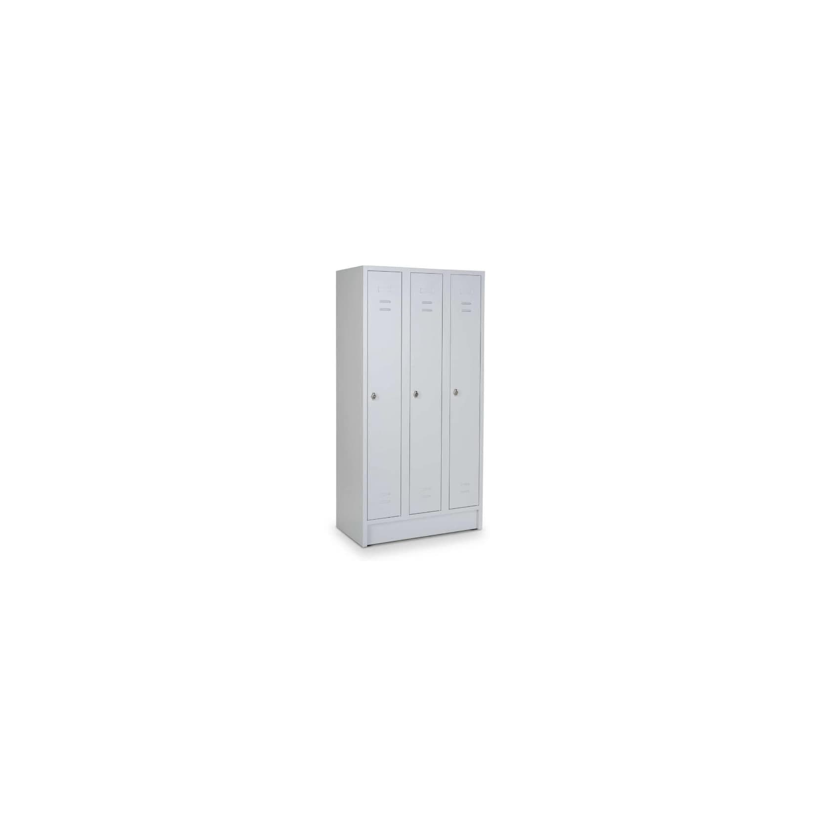 CEHA Reihen- und Garderobenschrank 90 cm Breite 3 Abteile RAL7035