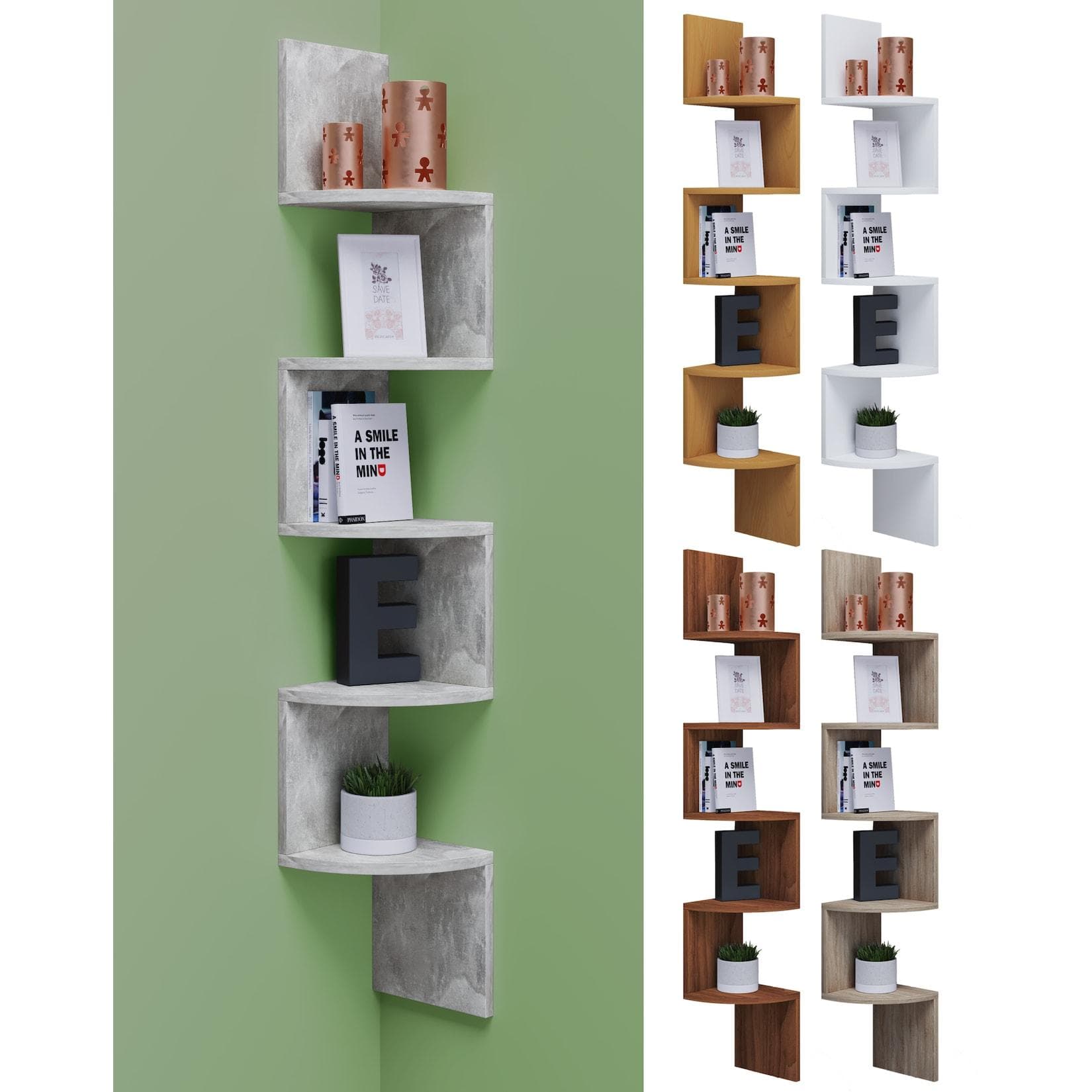 Holz Wandregal für dekorative Aufbewahrung - Eckdesign