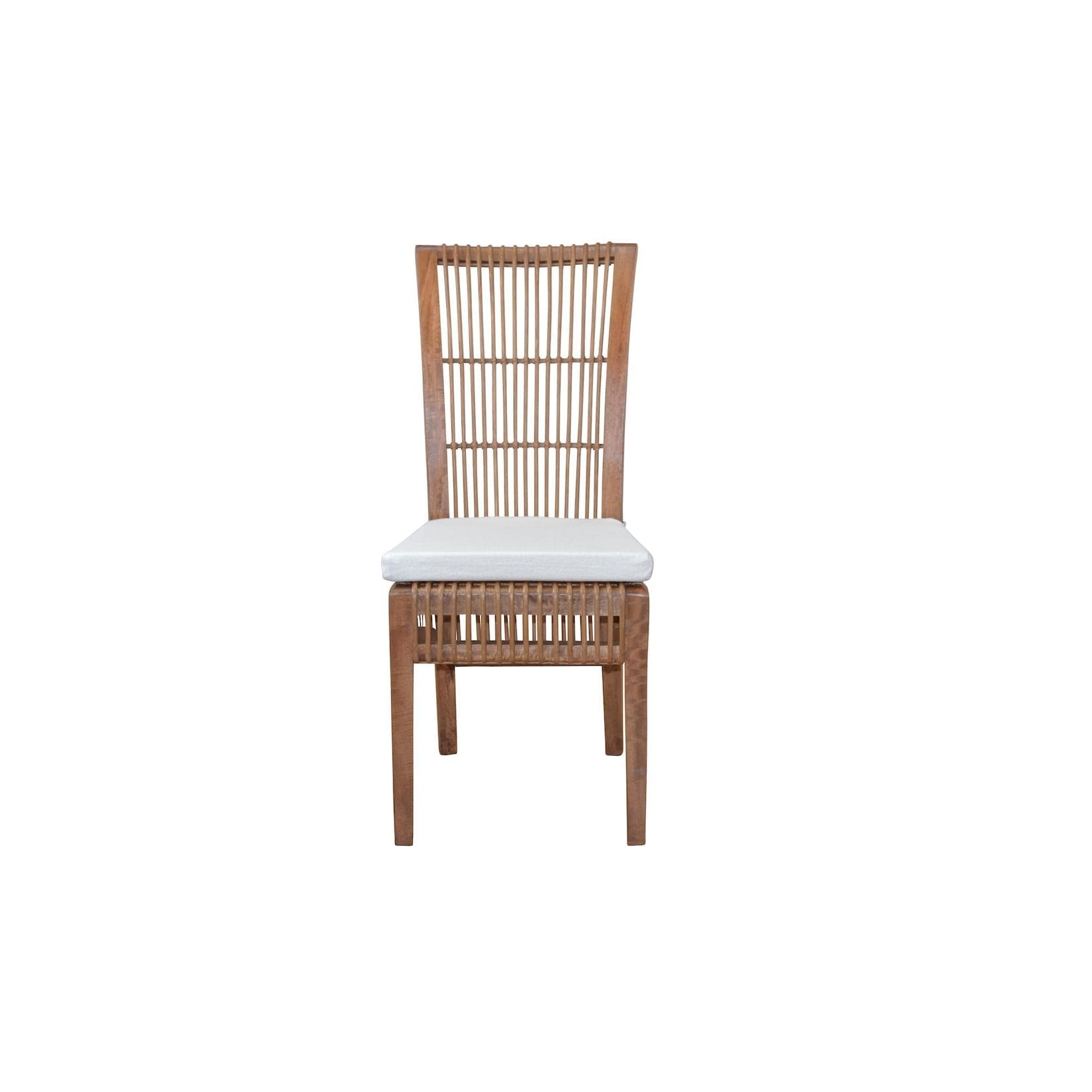 Netto-Online Holzstuhl Dora mit Kissen Braun Mangoholz Rattan