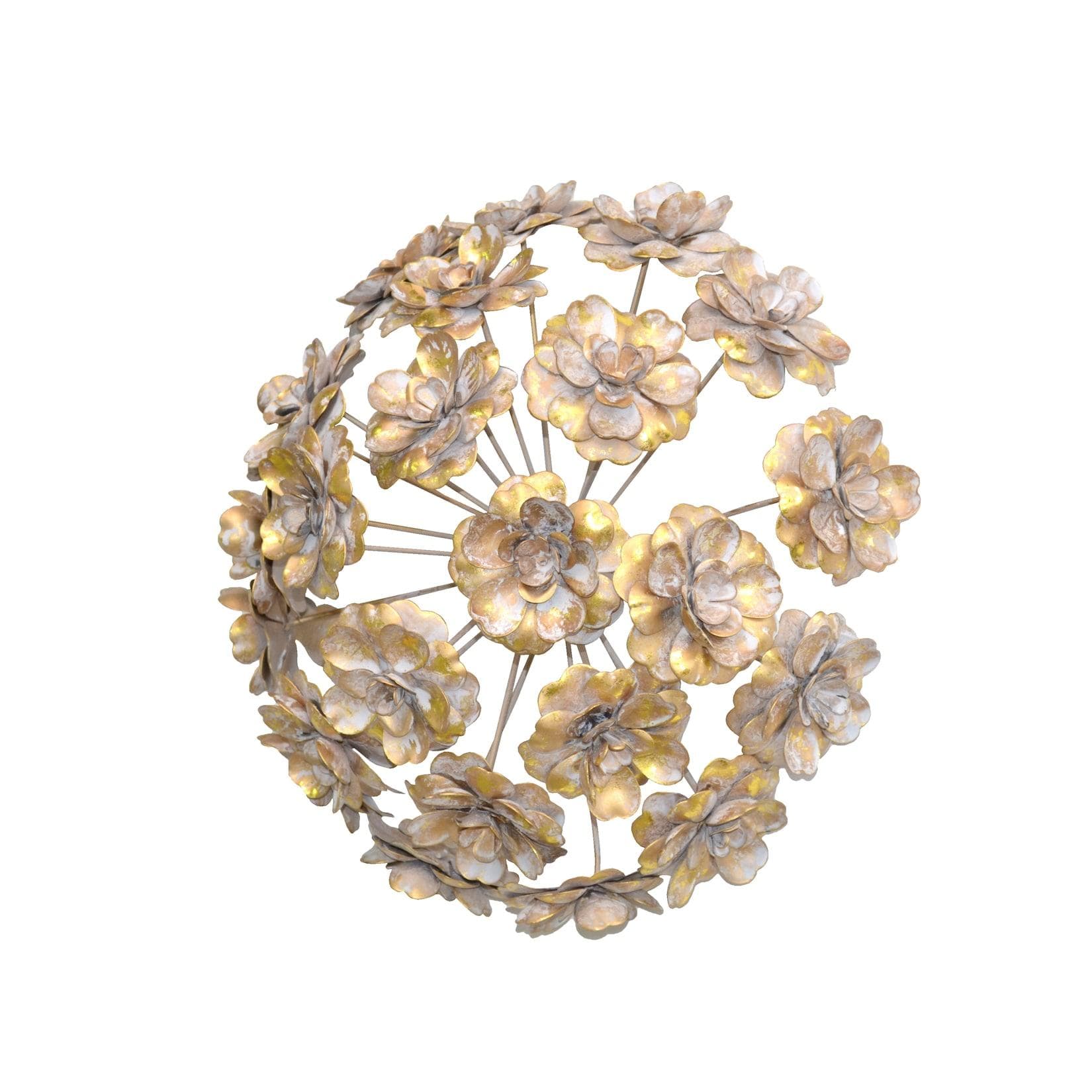 Wanddekoration Laura Metall Antik-Goldfarben Blüten