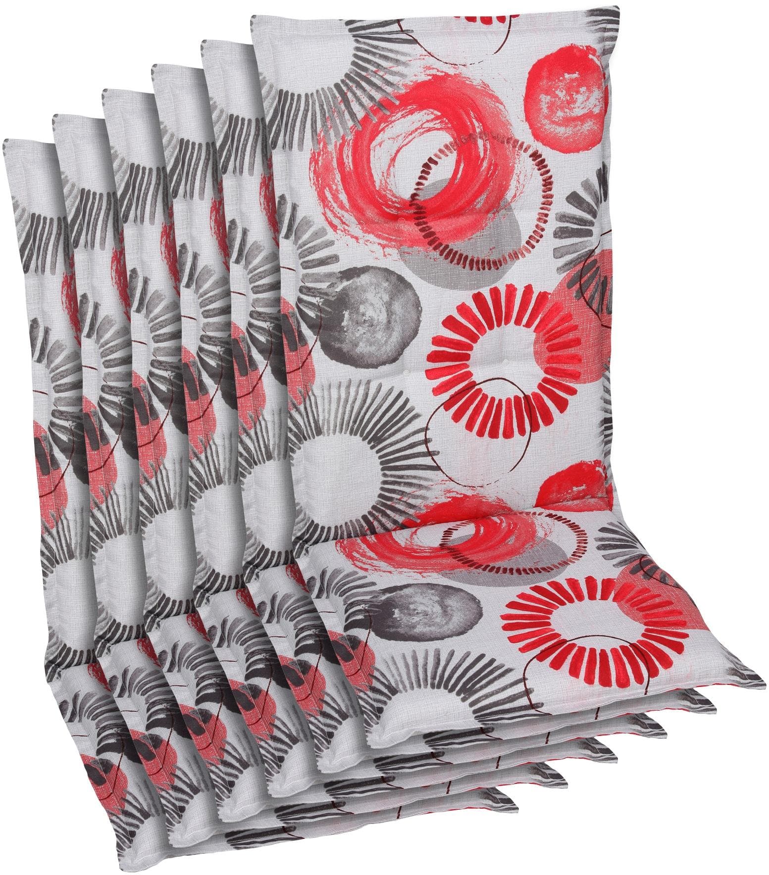 GO-DE Hochlehnerauflage Spar-Set (6 St) - Komfortable Gartenstuhlpolster