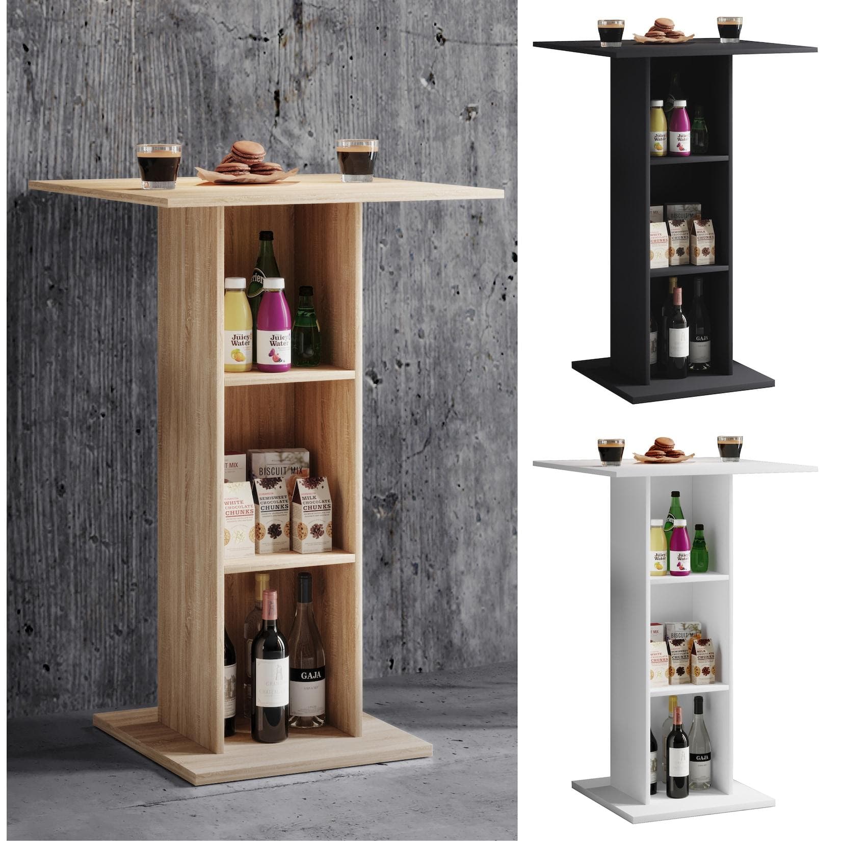 Holz-Bartisch quadratisch - Stehtisch für Bistro & Zuhause