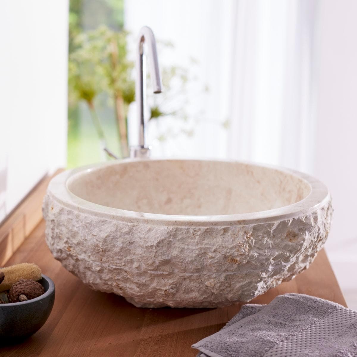 Tikamoon Waschbecken aus Marmor Scrula cream