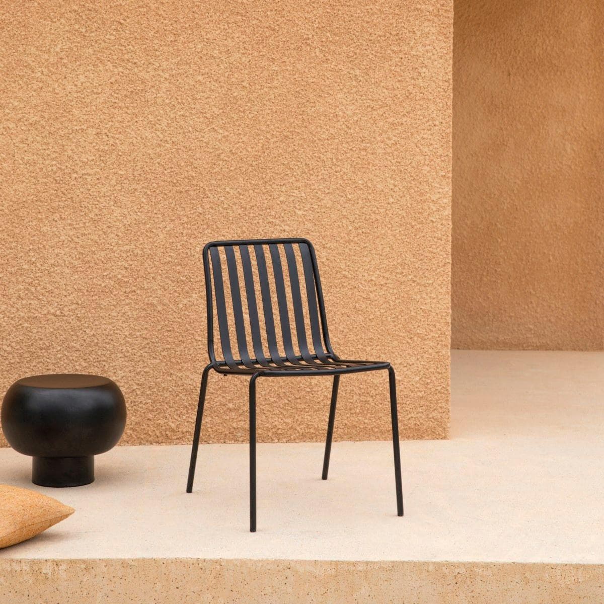 Gartenstuhl Gaby aus lackiertem Metall, black