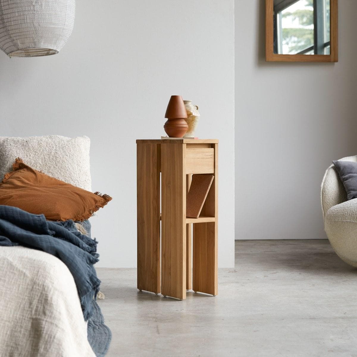 Tikamoon Nachtschrank Nachttisch Konsole Highboard aus Massivholz Teakholz