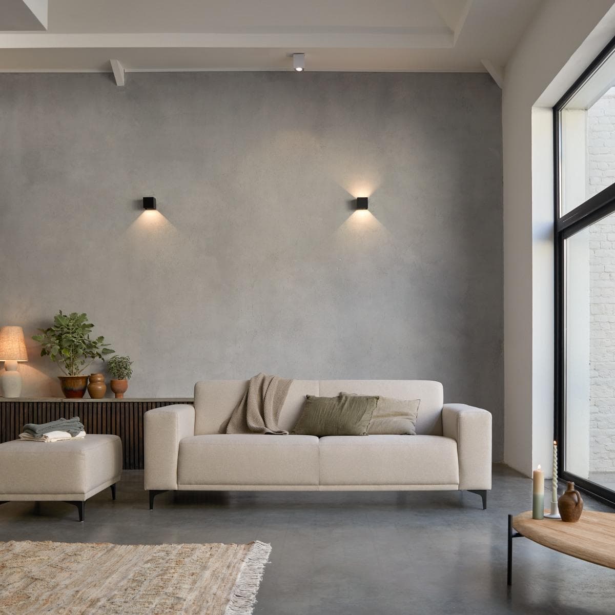 Tikamoon 3-Sitzer-Sofa Lars Ecrufarben Stoffbezug