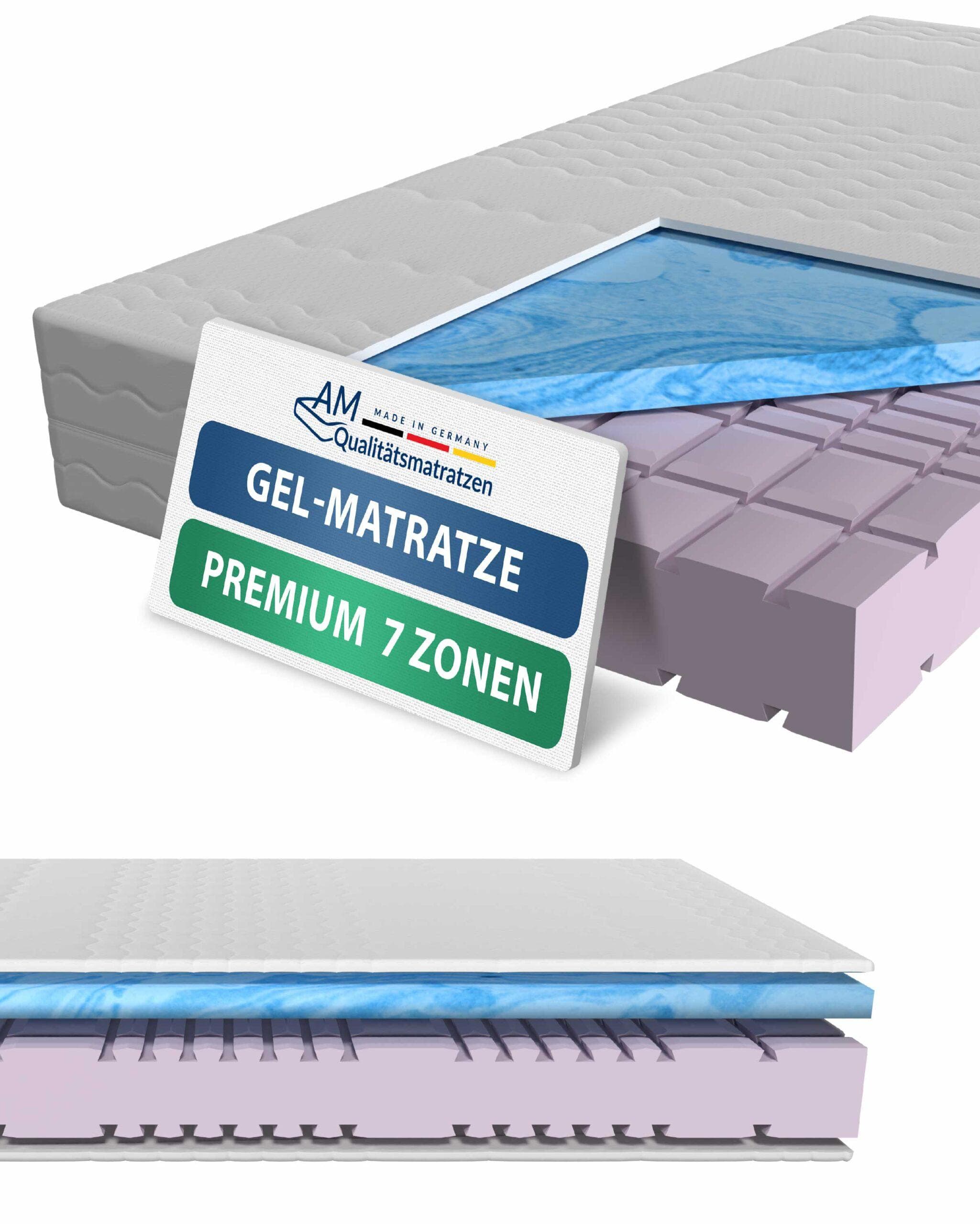 AM Qualitätsmatratzen: Premium Gelschaummatratze mit Memoryeffekt und atmungsaktivem Bezug