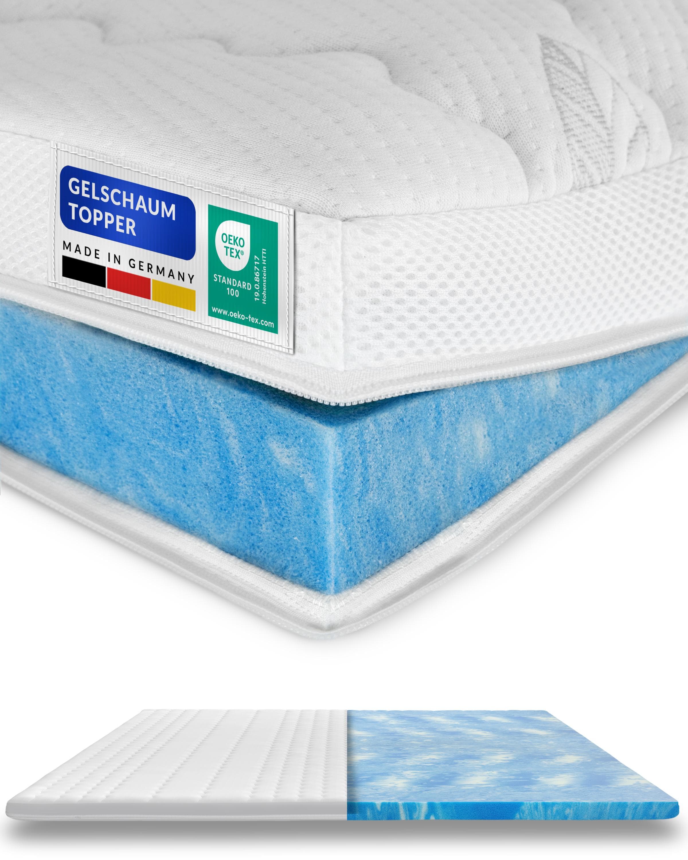 AM Qualitätsmatratzen Premium Gelschaum-Topper Memory Foam Weich Atmungsaktiv